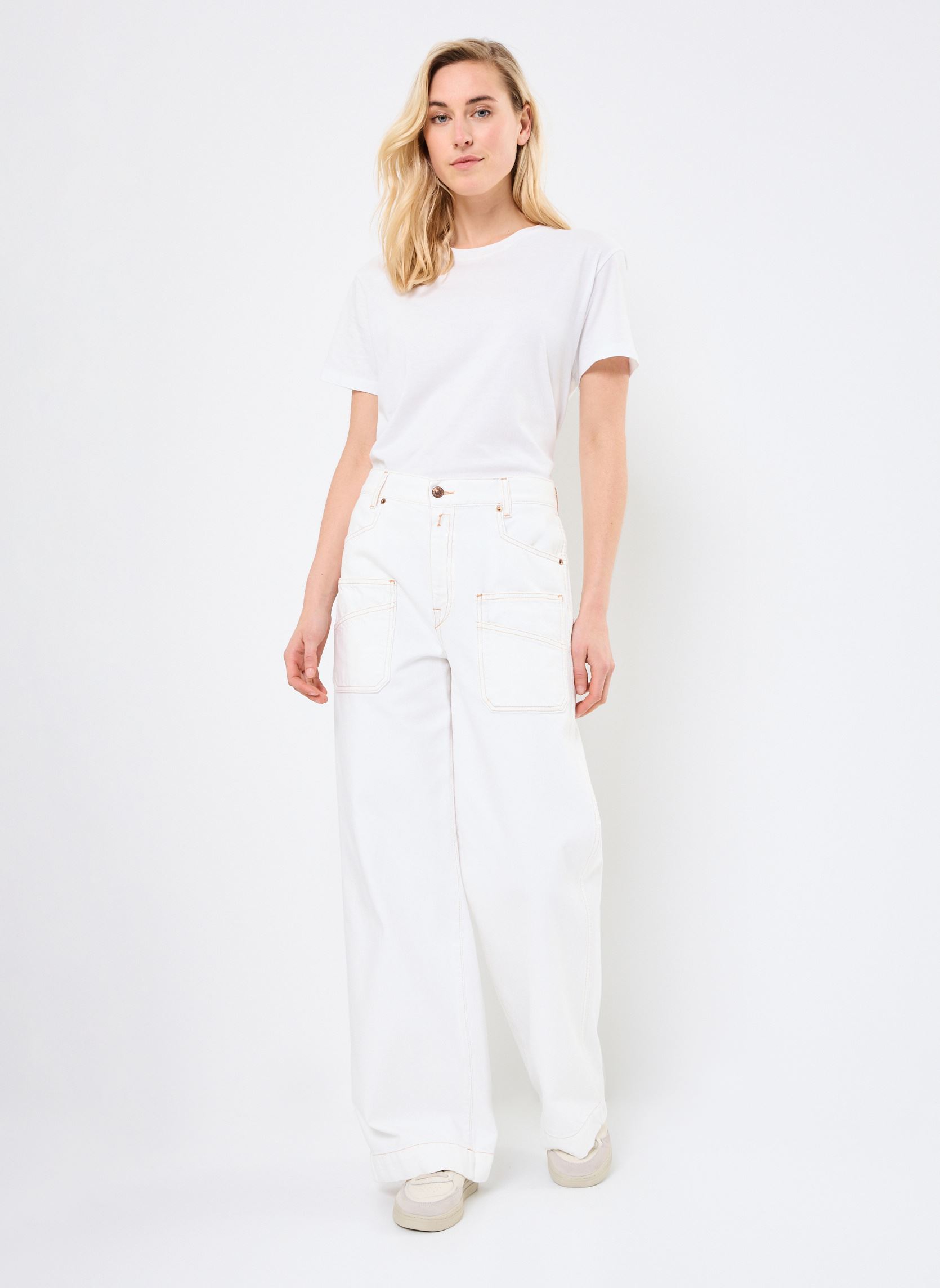 Wijde jeans / Flared Jeans DENIM RELAXED dames wit Replay Wijde jeans / Flared Jeans DENIM RELAXED dames wit NATURAL WHITE