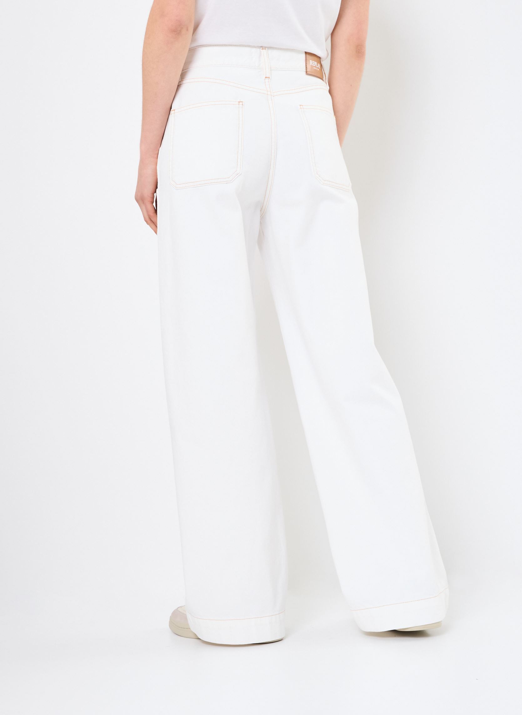Wijde jeans / Flared Jeans DENIM RELAXED dames wit Replay Wijde jeans / Flared Jeans DENIM RELAXED dames wit NATURAL WHITE