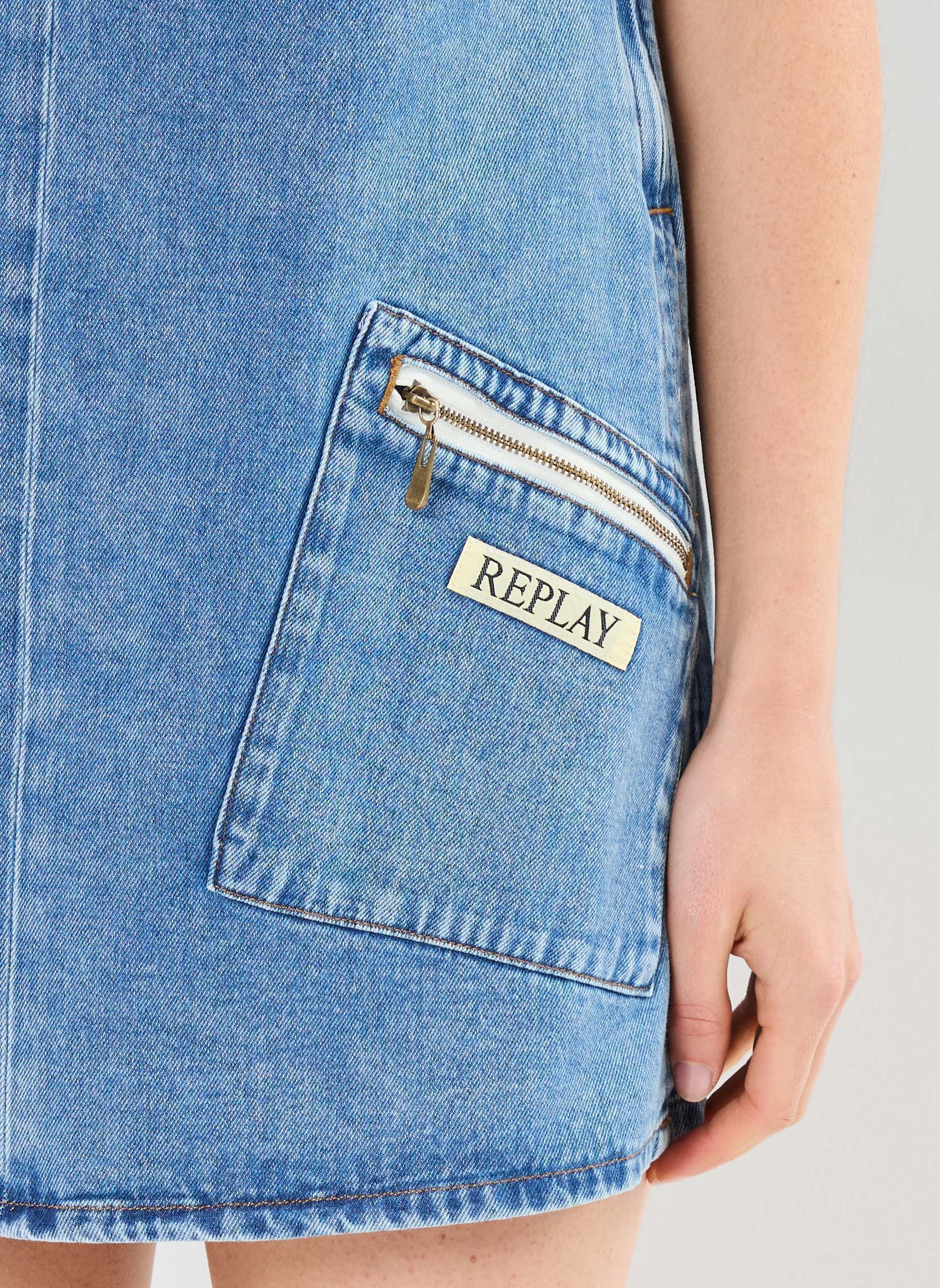 Jurken robe courte en denim dames blauw Replay Jurken robe courte en denim dames blauw MEDIUM BLUE