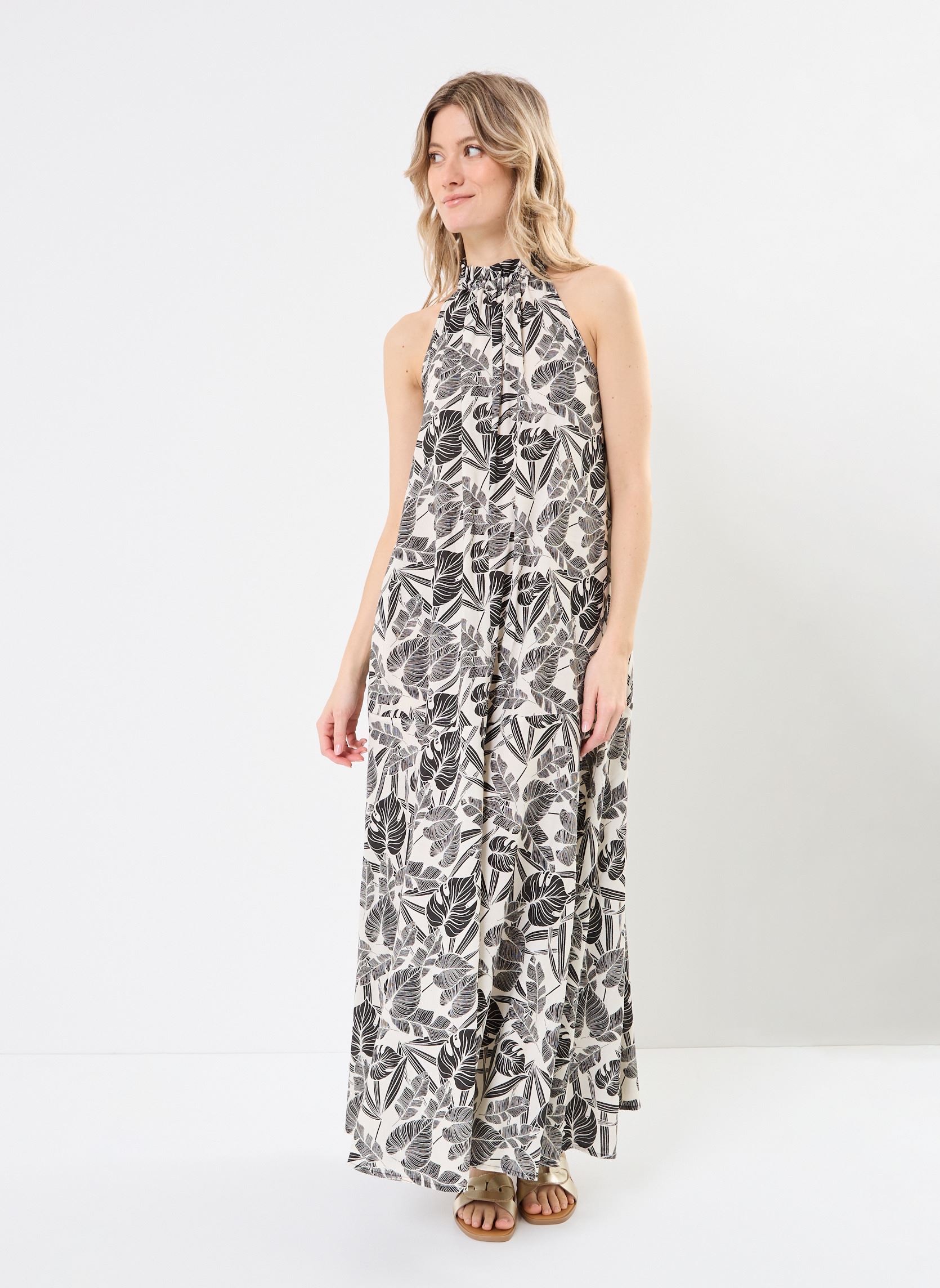 Robes longues robe longue en viscose femme noir Replay Robes longues robe longue en viscose femme noir BLACK/NATURAL WHITE