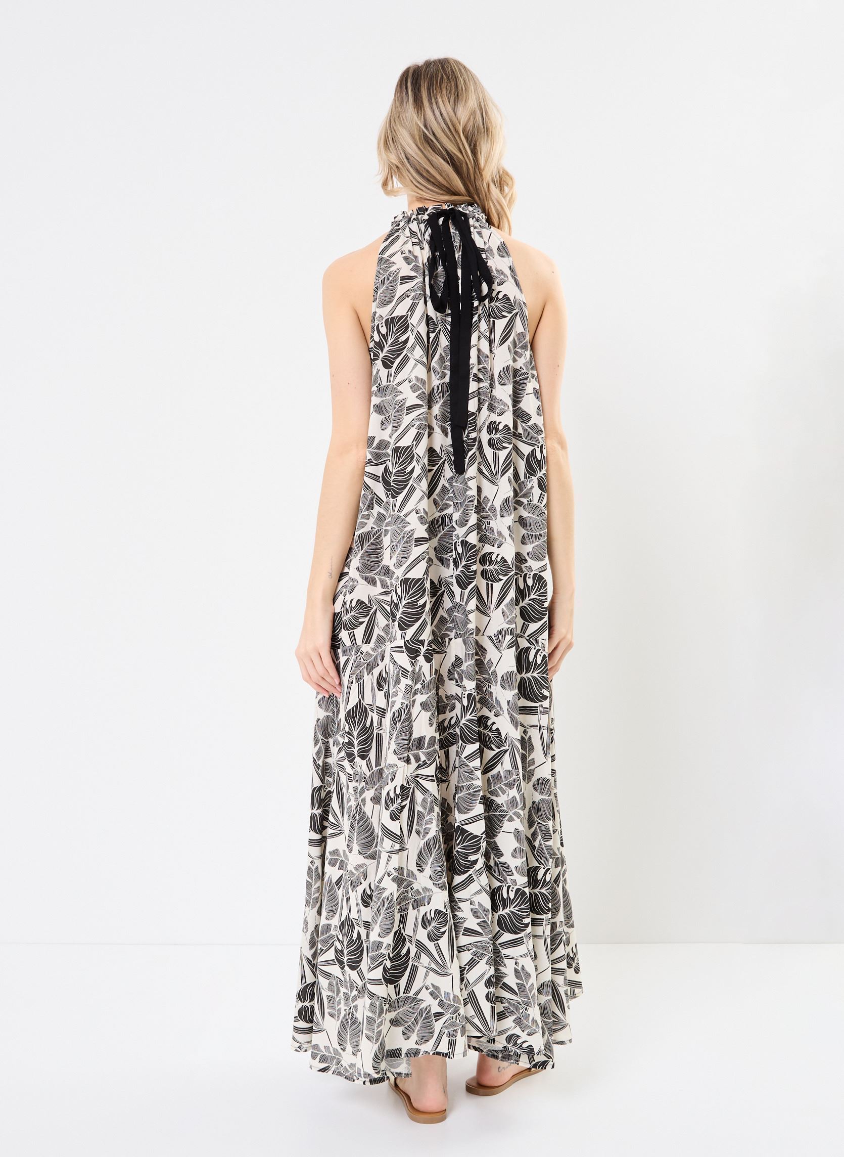Robes longues robe longue en viscose femme noir Replay Robes longues robe longue en viscose femme noir BLACK/NATURAL WHITE