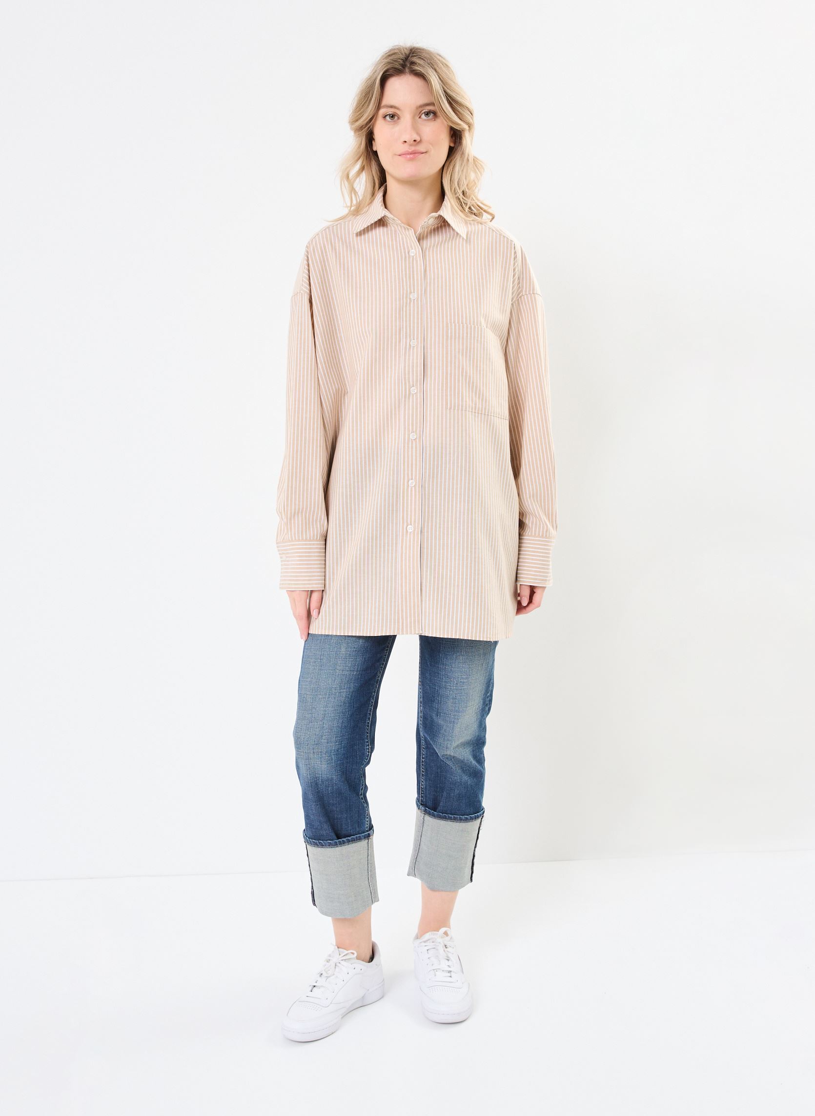Camicie a maniche lunghe chemise RELAXED donna beige Replay Camicie a maniche lunghe chemise RELAXED donna beige TAN/NATURAL WHITE