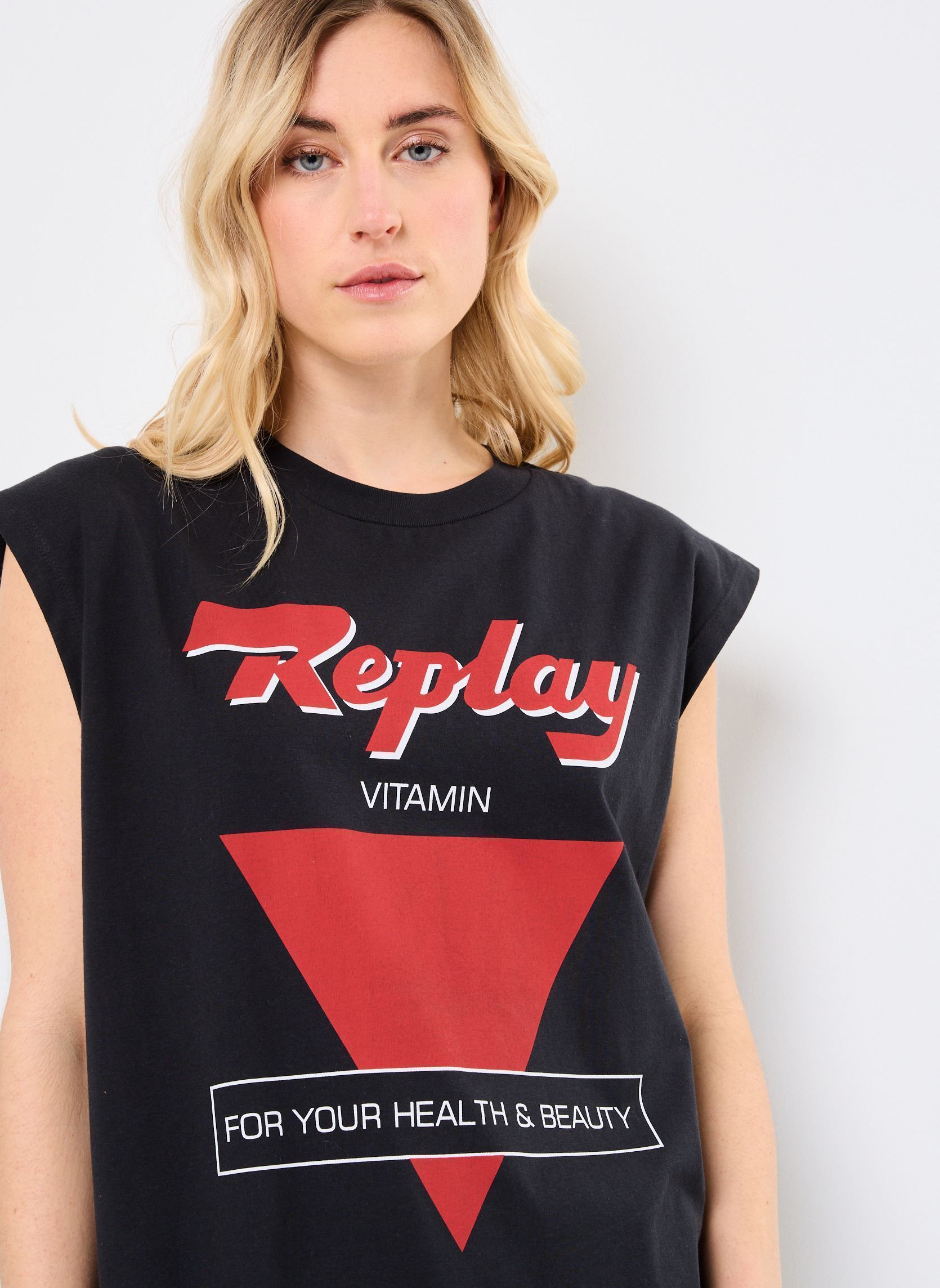 Hemdjes BOYFRIEND T-Shirt JERSEY dames zwart Replay Hemdjes BOYFRIEND T-Shirt JERSEY dames zwart BLACKBOARD