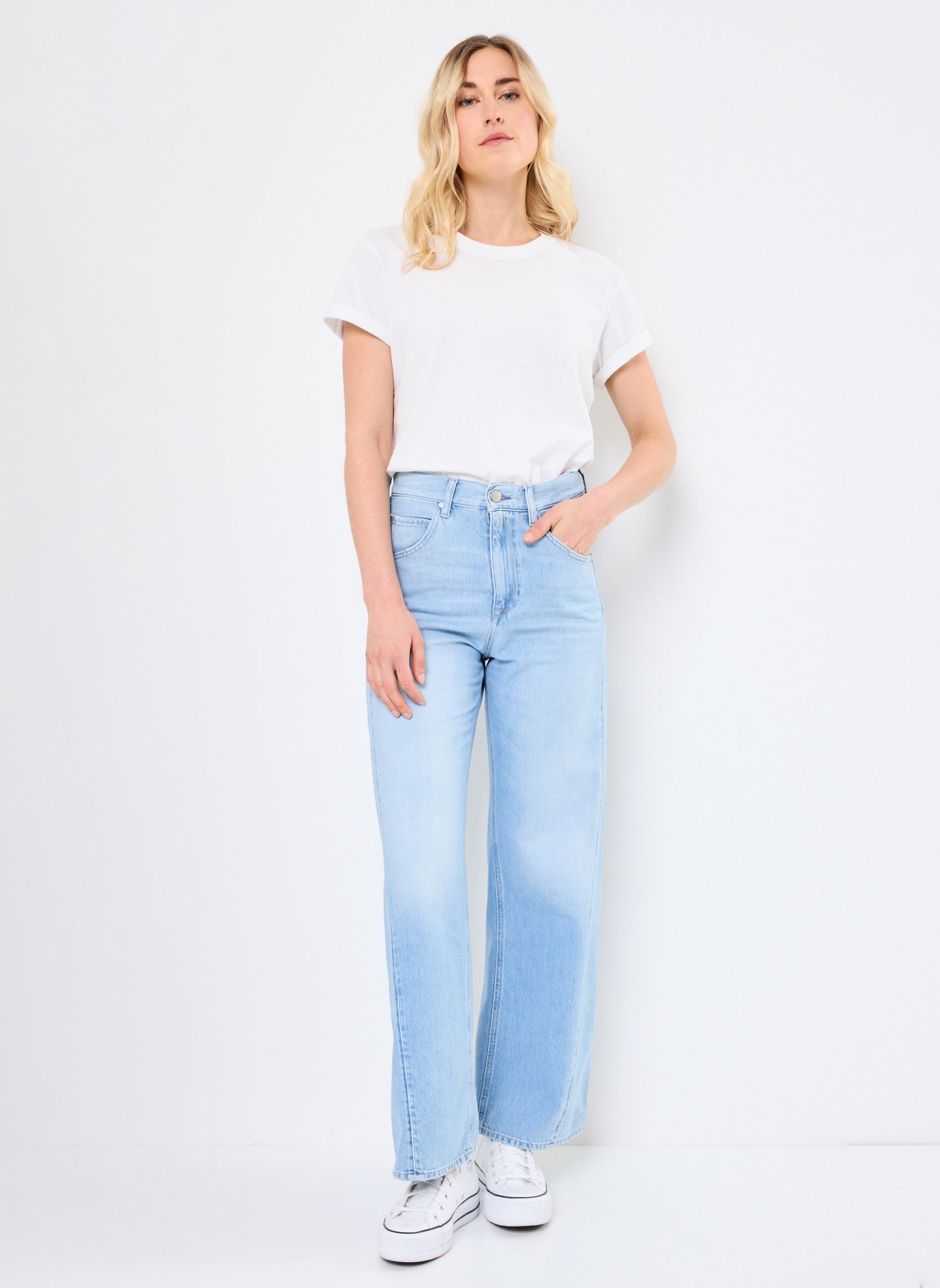 Wijde jeans / Flared Jeans Jean large Replay dames blauw Replay Wijde jeans / Flared Jeans Jean large Replay dames blauw MEDIUM BLUE
