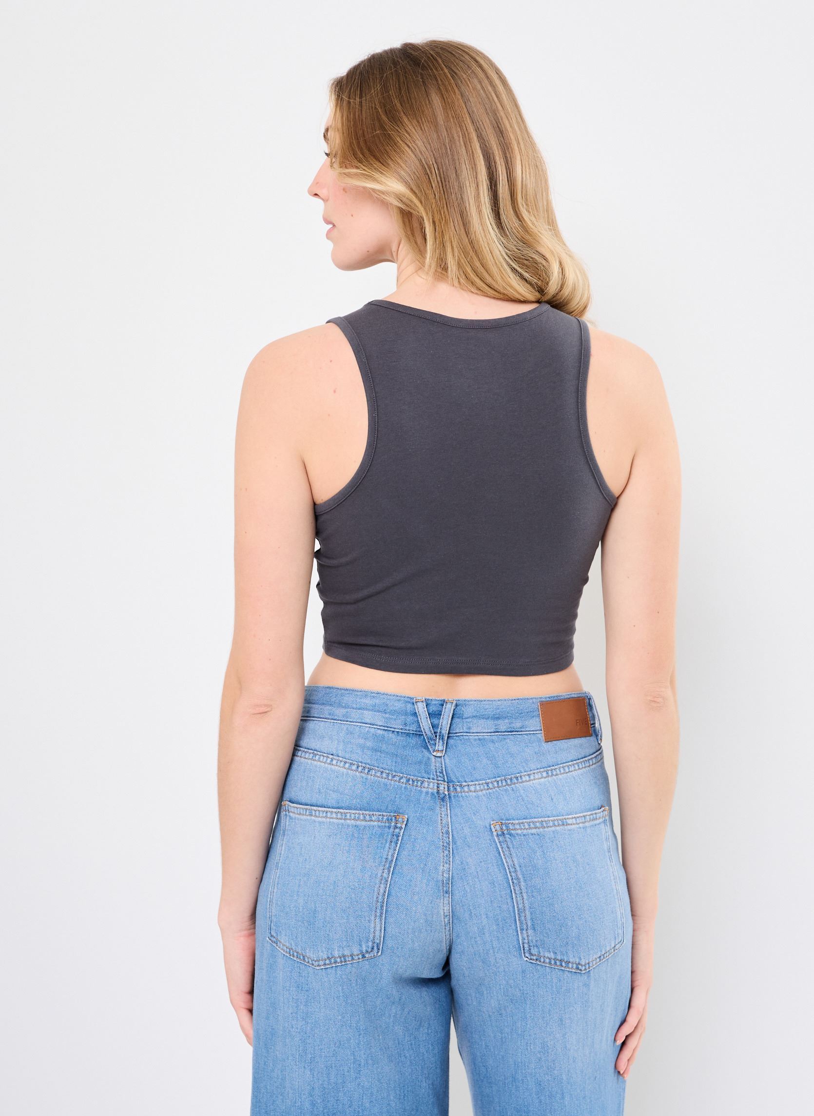 Débardeurs Blur Fitted Crop Tank femme gris Vans Débardeurs Blur Fitted Crop Tank femme gris ASPHALT