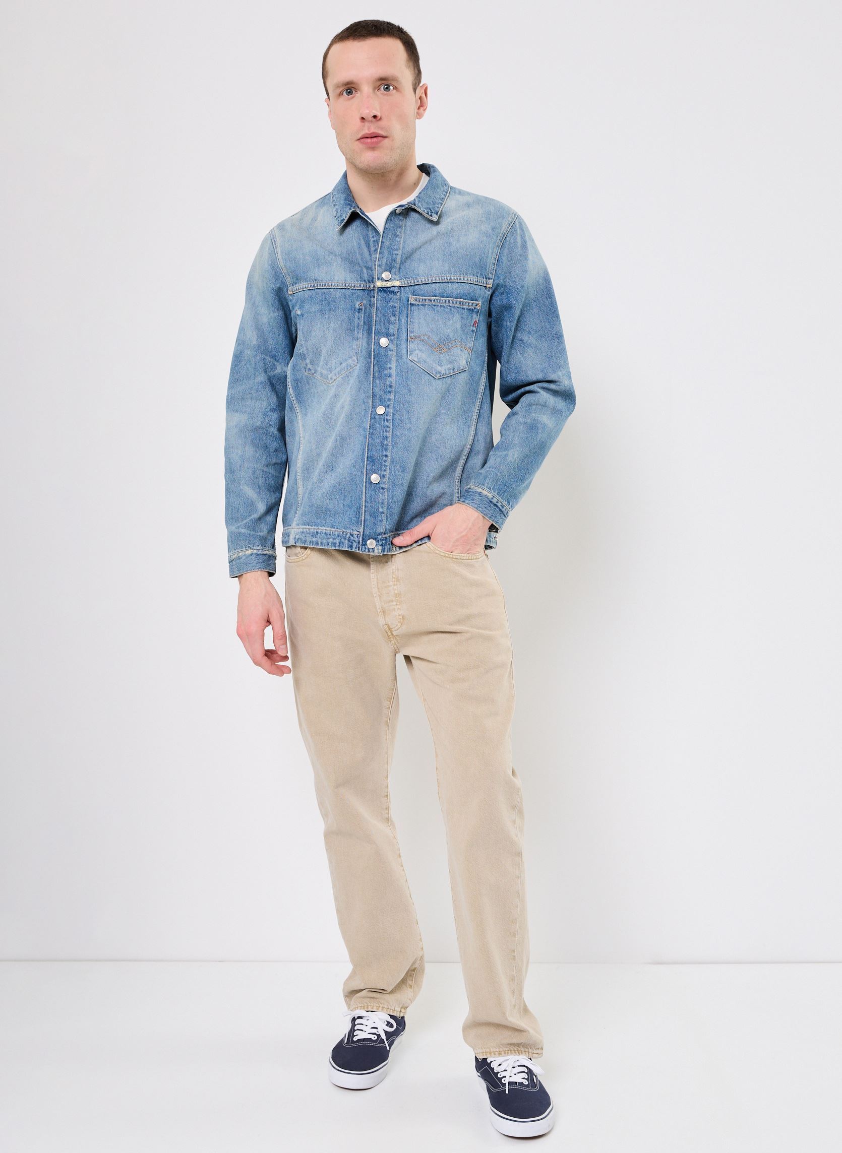 Vestes en jean blouson RELAXED REGULAR homme bleu Replay Vestes en jean blouson RELAXED REGULAR homme bleu MEDIUM BLUE