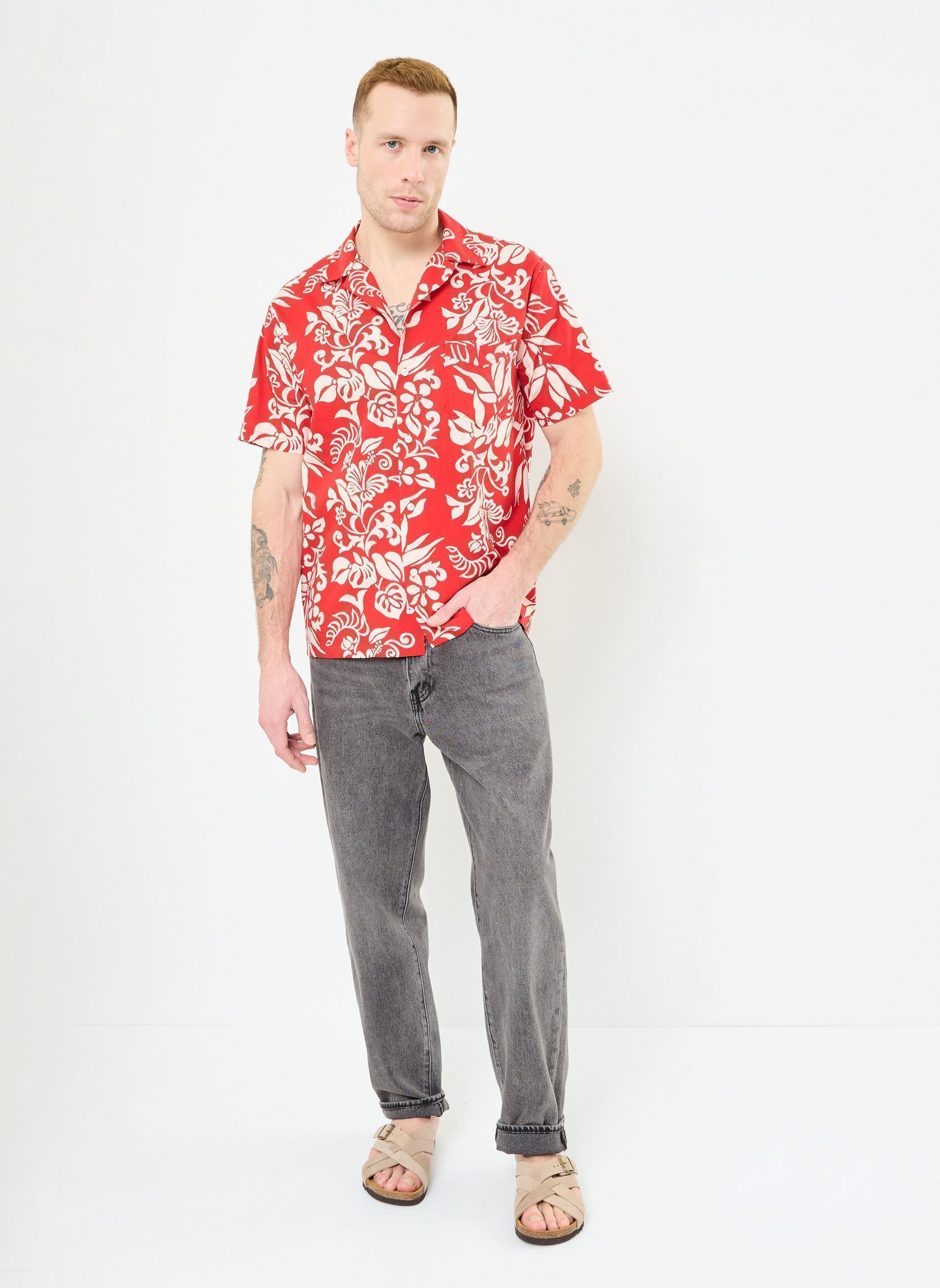 Chemises chemise RELAXED homme rouge Replay Chemises chemise RELAXED homme rouge RED/NAT.WHITE FLOWERS