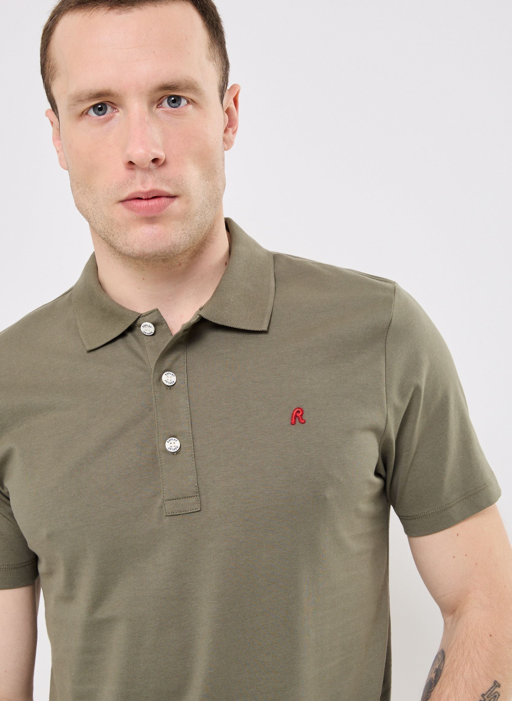Polos manches courtes Polo JERSEY REGULAR_SLIM homme vert Replay Polos manches courtes Polo JERSEY REGULAR_SLIM homme vert SOFT MILITARY