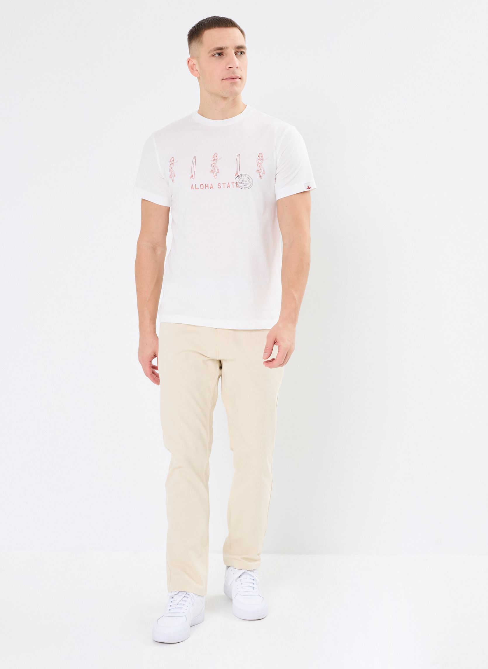 Tee-shirts manches courtes REGULAR T-Shirt JERSEY homme blanc Replay Tee-shirts manches courtes REGULAR T-Shirt JERSEY homme blanc NATURAL WHITE