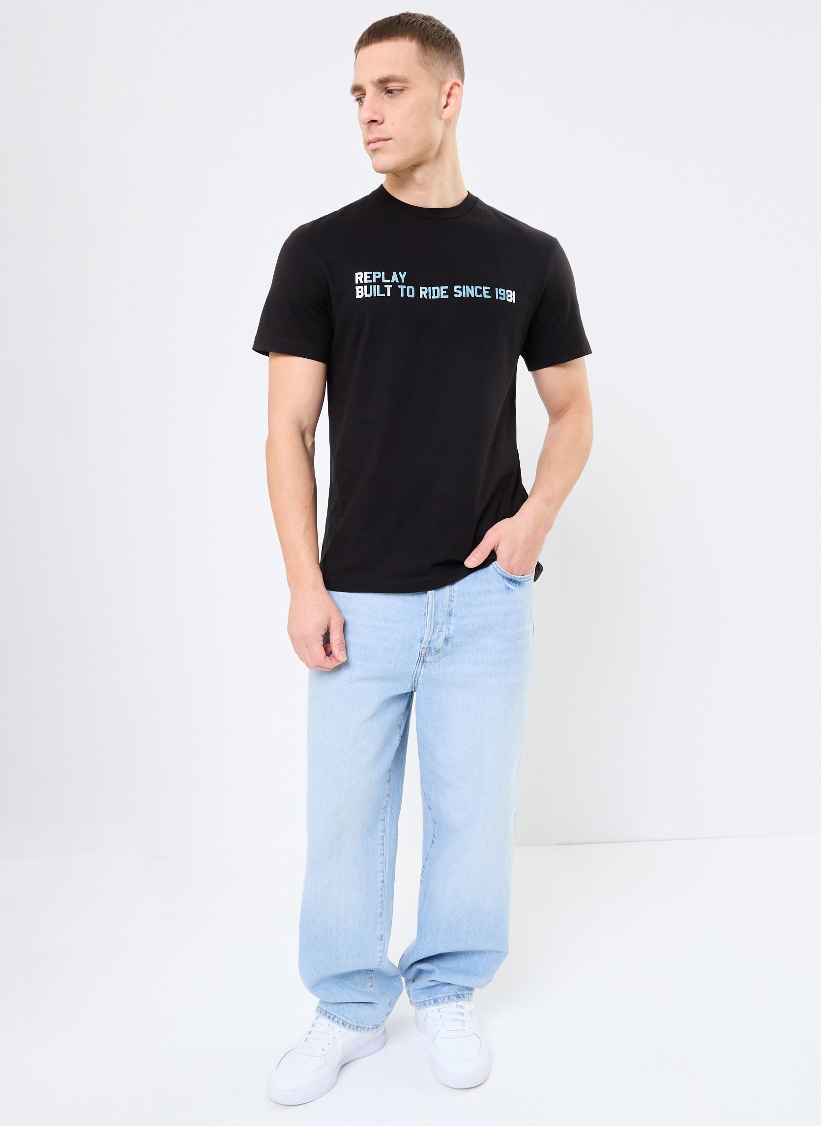T-shirt a maniche lunghe RELAXED T-Shirt JERSEY uomo nero Replay T-shirt a maniche lunghe RELAXED T-Shirt JERSEY uomo nero BLACK