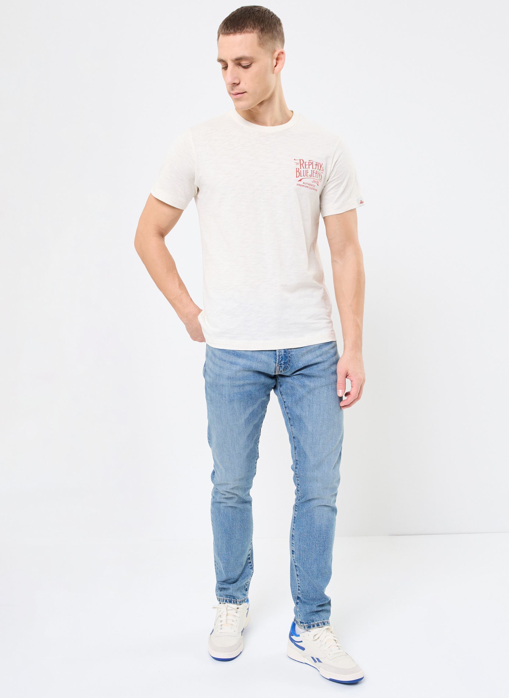 Tee-shirts manches courtes REGULAR T-Shirt JERSEY Royal Eagle homme blanc Replay Tee-shirts manches courtes REGULAR T-Shirt JERSEY Royal Eagle homme blanc BUTTER WHITE
