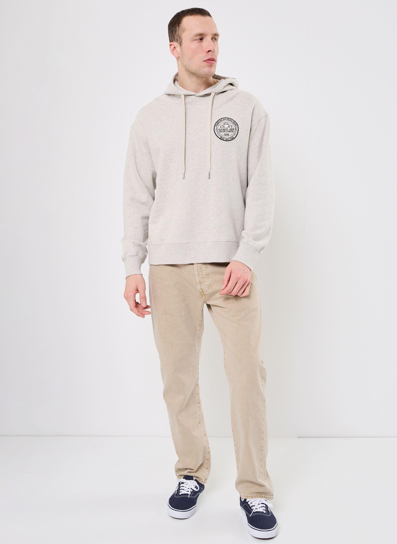 Kapuzenpullover sweat RELAXED herren grau Replay Kapuzenpullover sweat RELAXED herren grau LIGHT GREY MELANGE