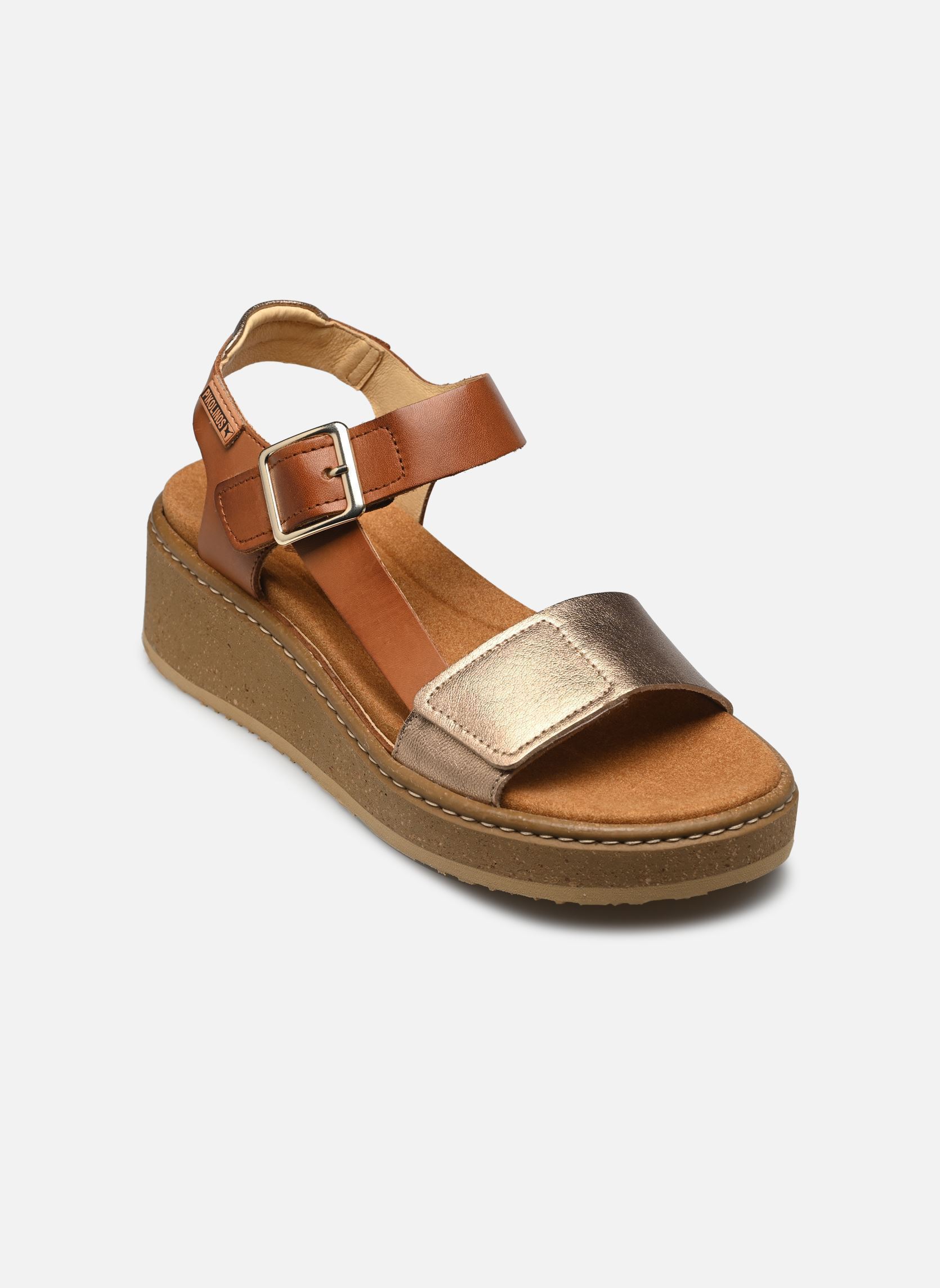 Pikolinos Sandali Con Zeppa In Pelle ALZIRA Donna - Comodi, Altezza 5 Cm, Chiusura Adesiva, Pelle Bovina
