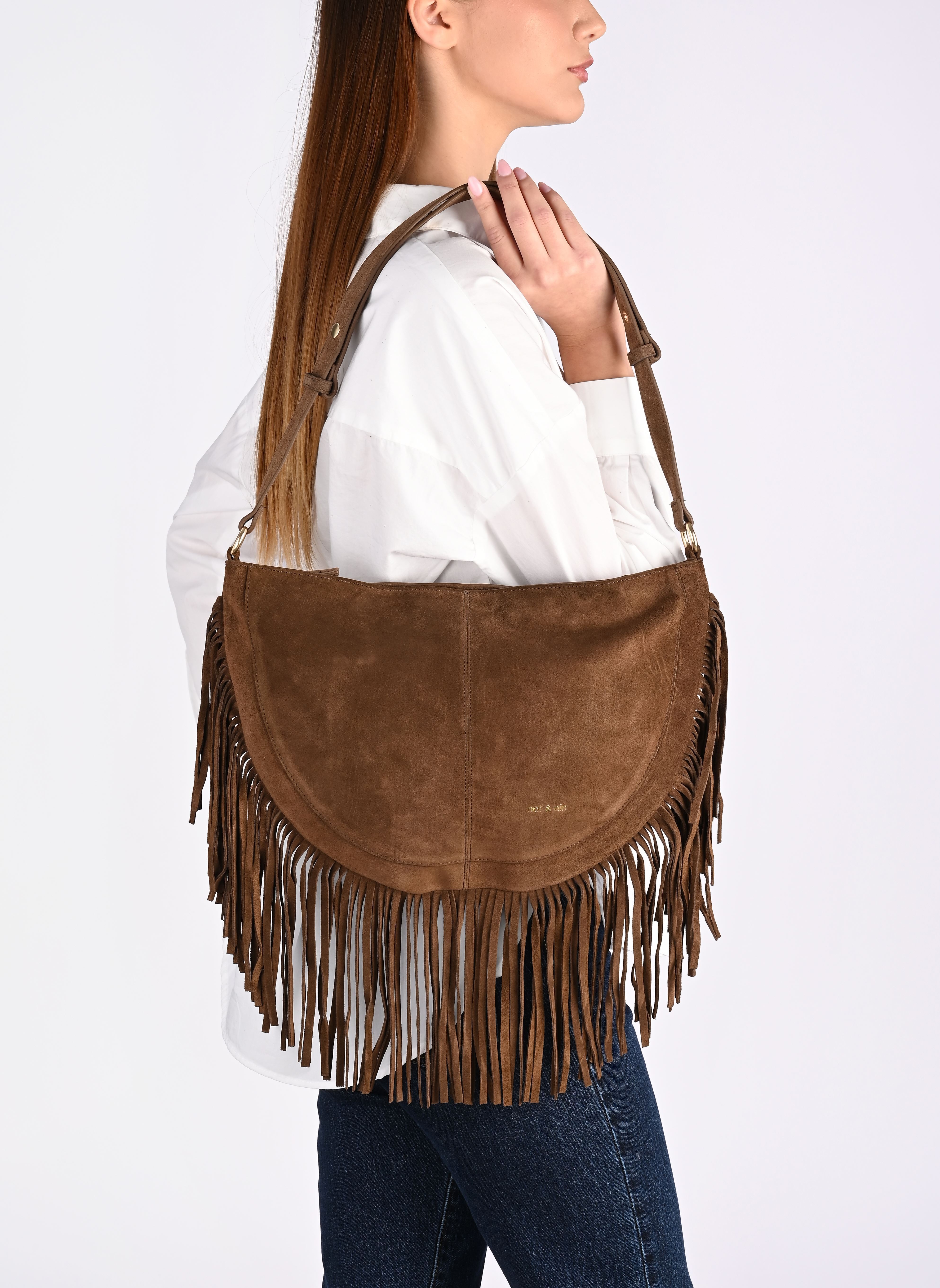 Tassen Rodeo Frange dames bruin Nat & Nin Tassen Rodeo Frange dames bruin ÉBÈNE
