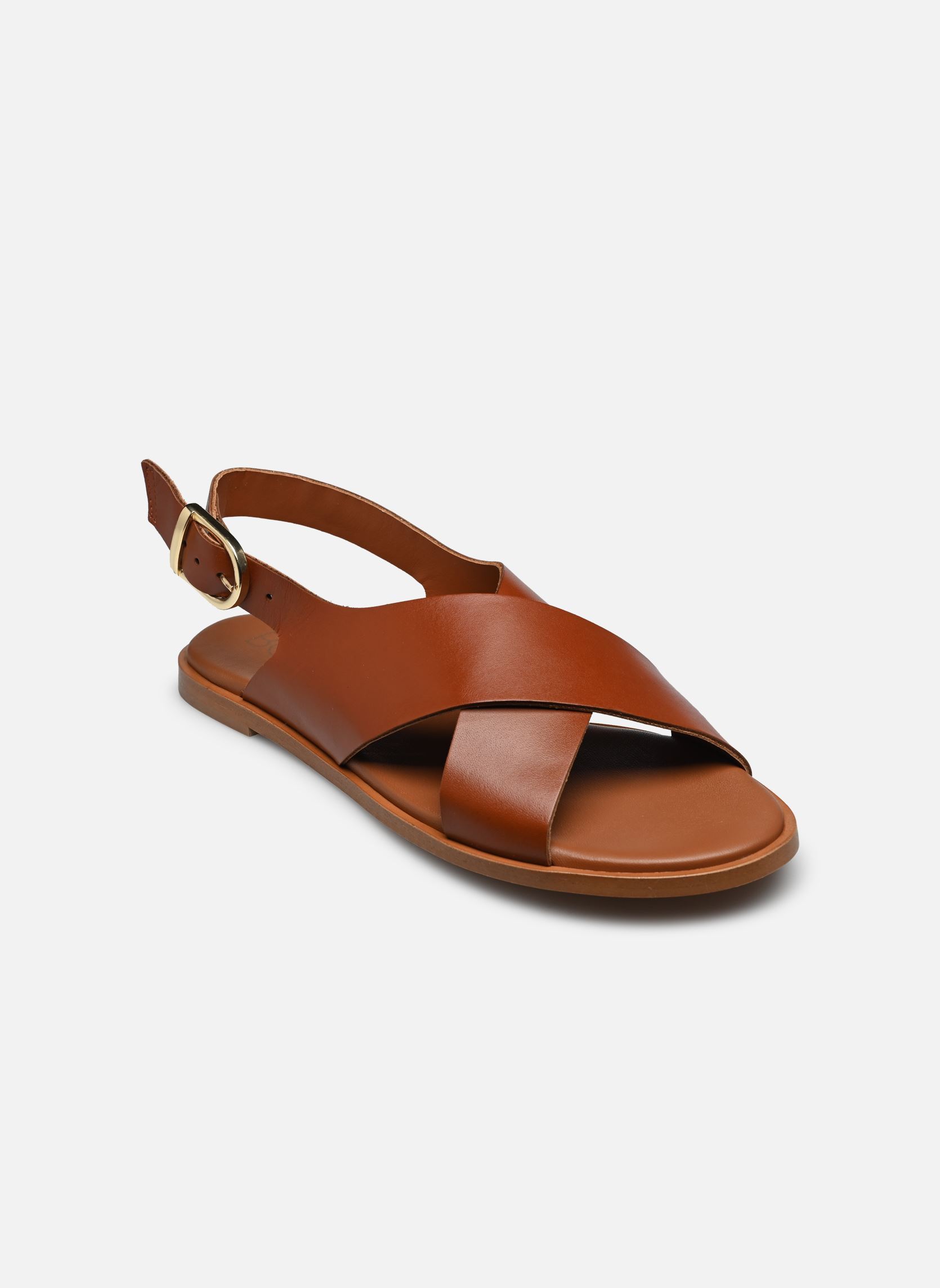 Sandales plates GISELE femme marron Bocage Sandales plates GISELE femme marron Camel