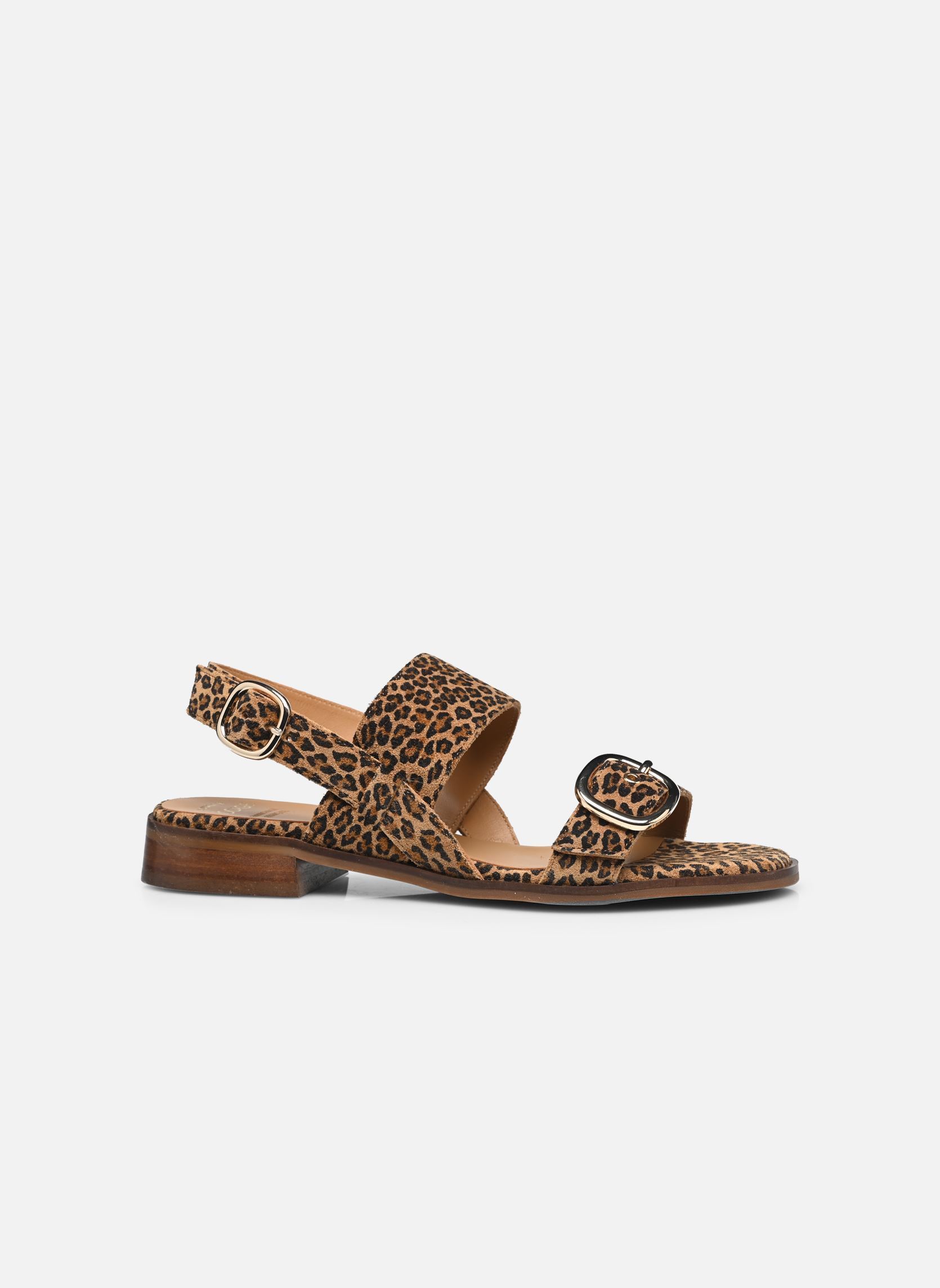 Sandales plates JUSTINA femme marron Bocage Sandales plates JUSTINA femme marron LEOPARD