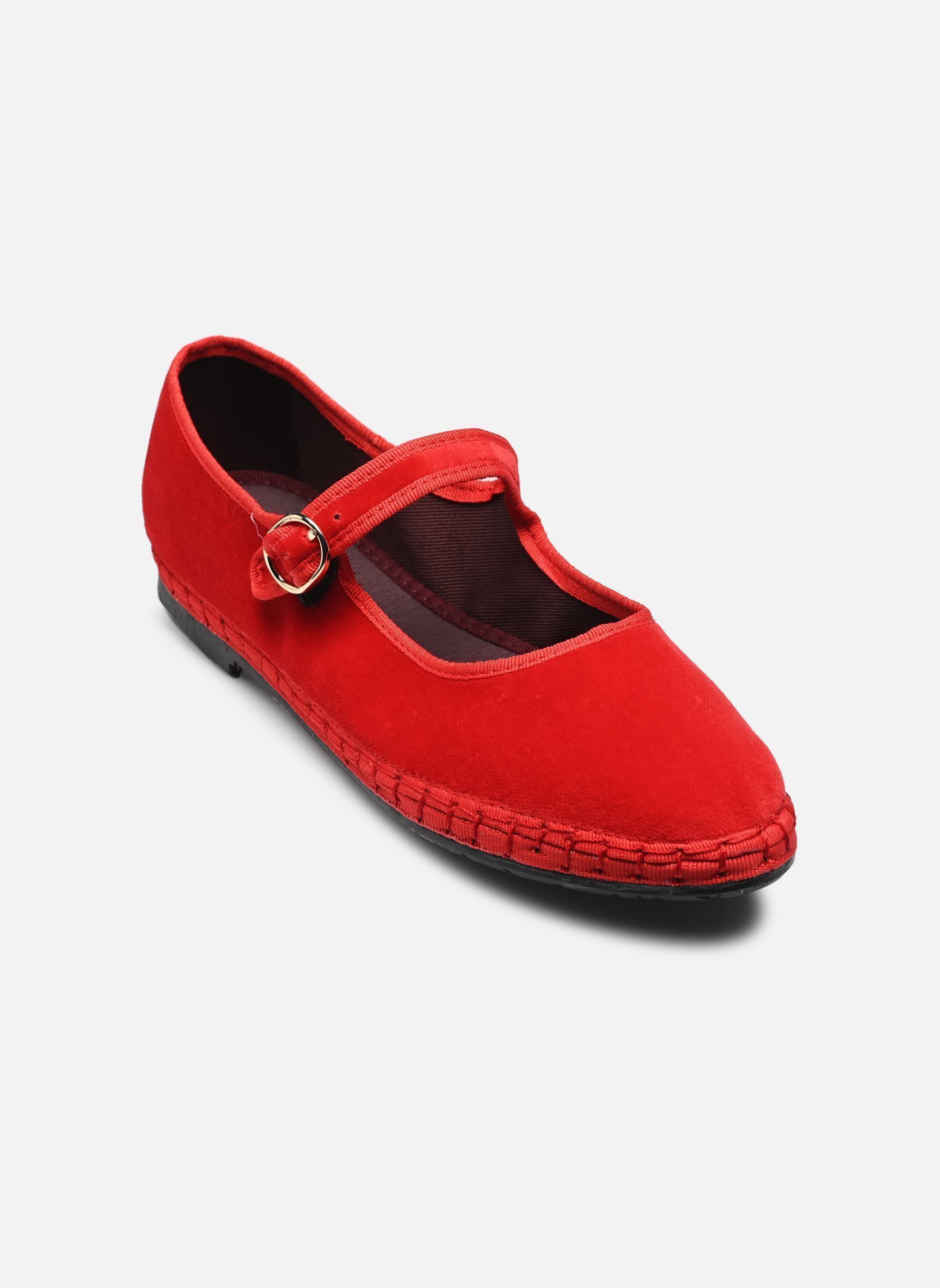 Babies Mary Jane Velvet femme rouge Flabelus Babies Mary Jane Velvet femme rouge RED