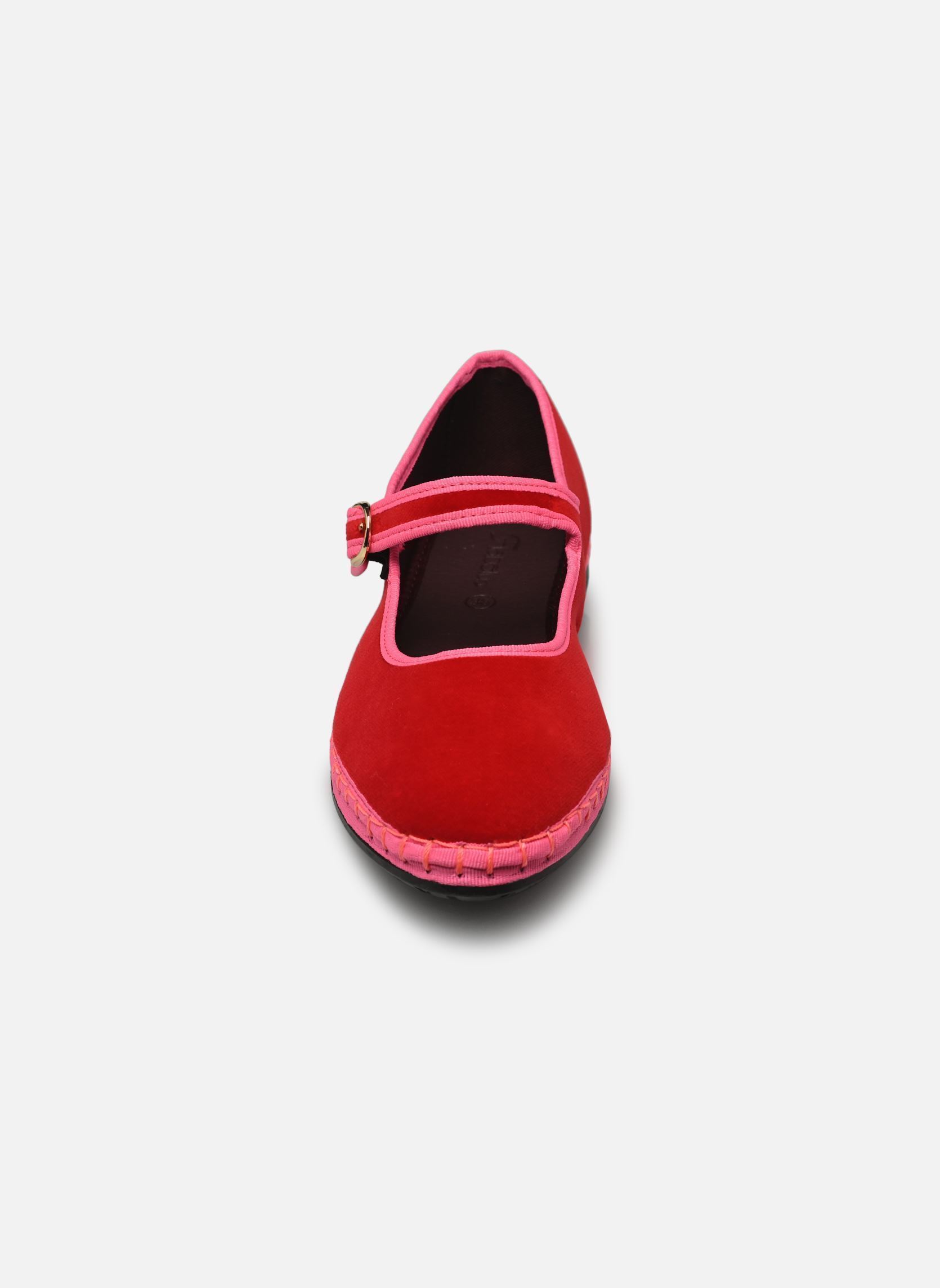 Babies Mary Jane Velvet femme rose Flabelus Babies Mary Jane Velvet femme rose RED W/ PINK