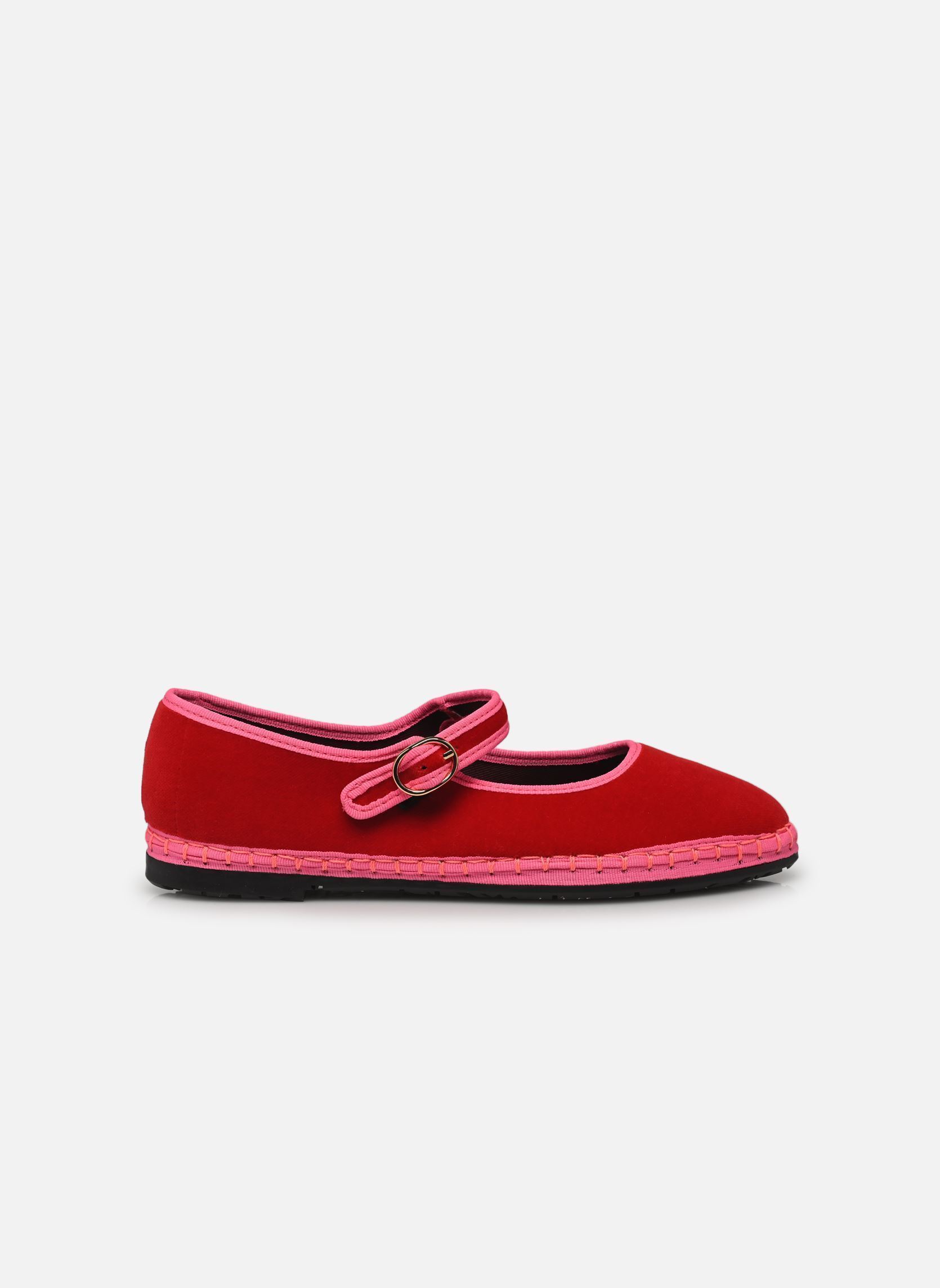 Babies Mary Jane Velvet femme rose Flabelus Babies Mary Jane Velvet femme rose RED W/ PINK