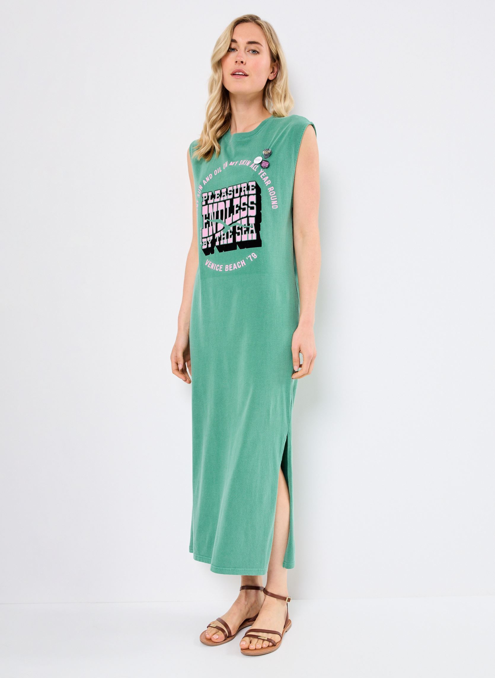 Robes longues DRESS DAYTONA ENDLESS femme vert Newtone Robes longues DRESS DAYTONA ENDLESS femme vert APPLE