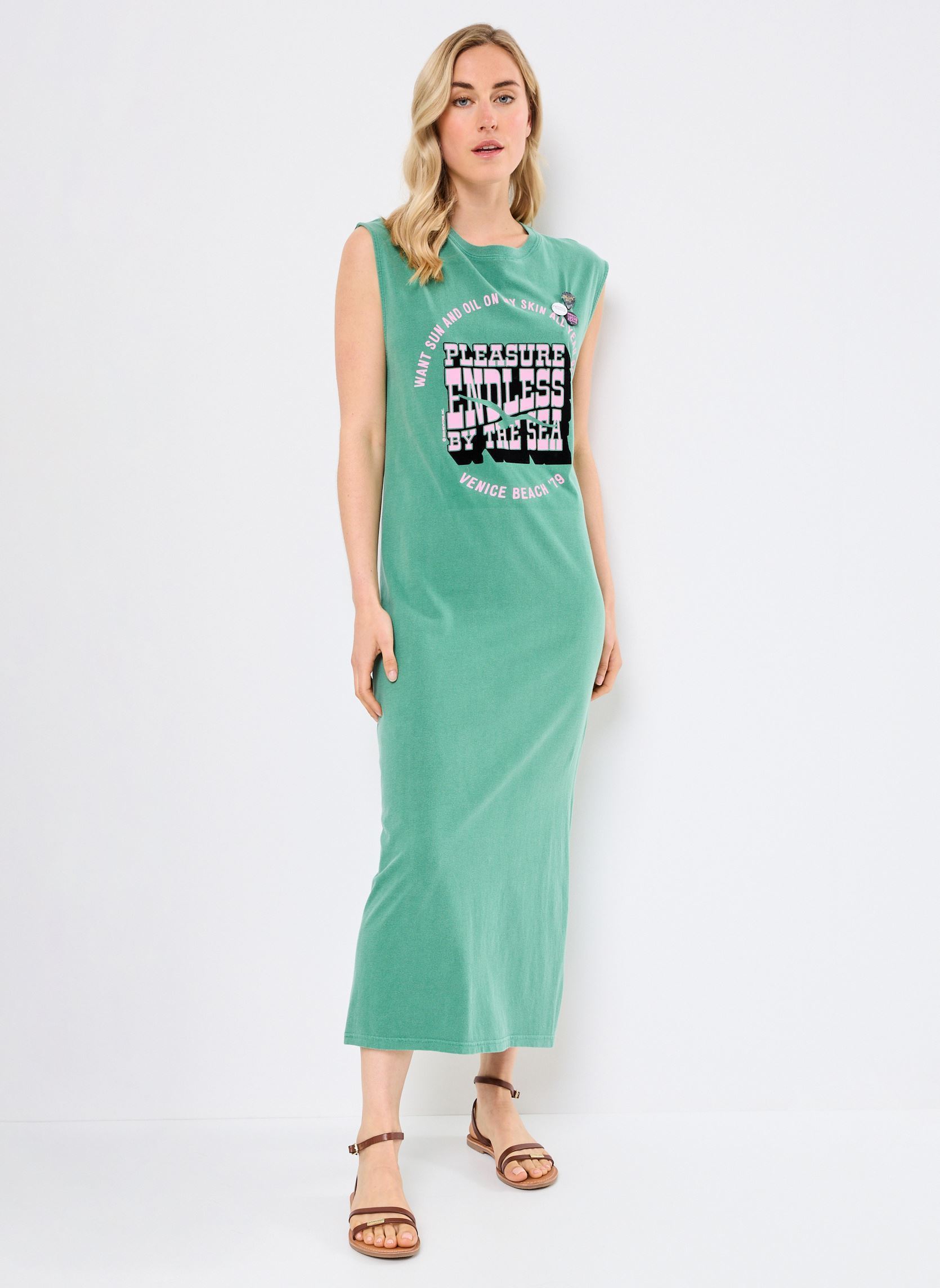 Robes longues DRESS DAYTONA ENDLESS femme vert Newtone Robes longues DRESS DAYTONA ENDLESS femme vert APPLE