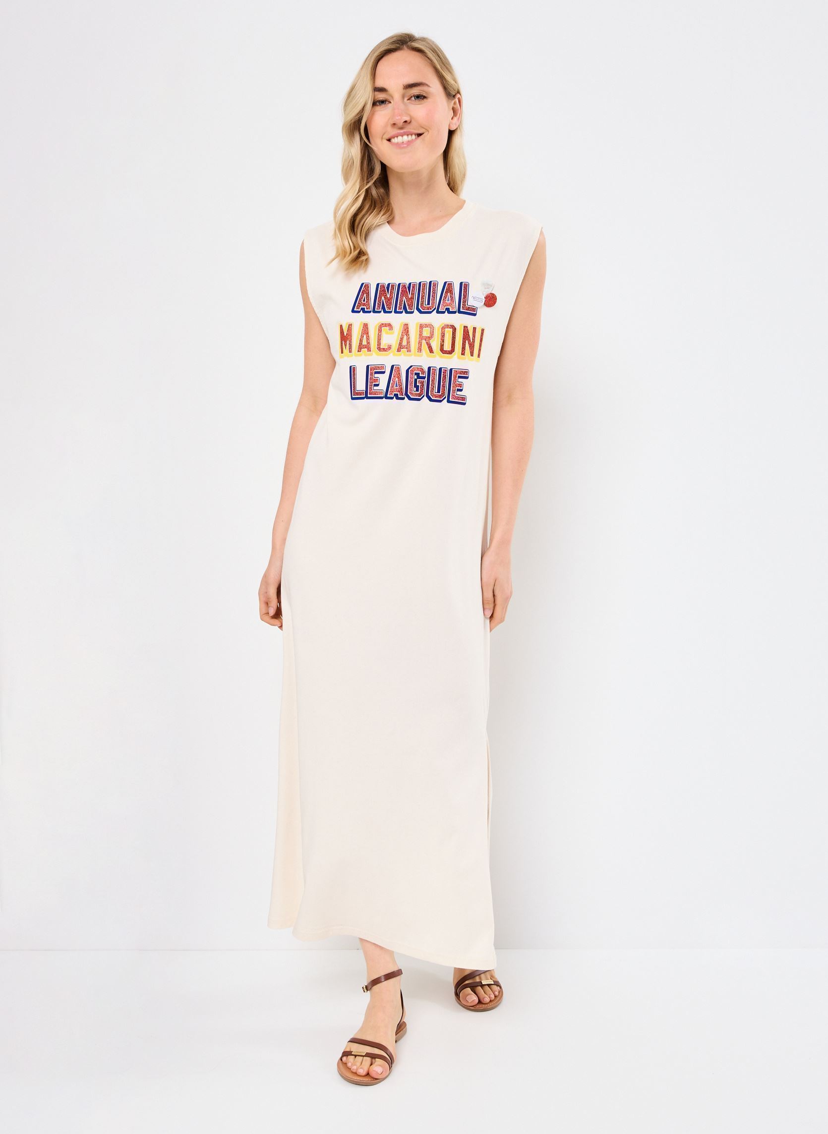 Robes longues DRESS DAYTONA MACARONI femme blanc Newtone Robes longues DRESS DAYTONA MACARONI femme blanc NATURAL