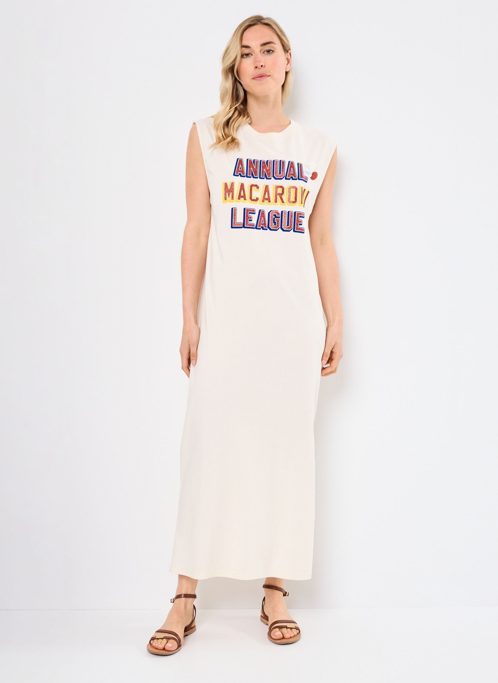 Robes longues DRESS DAYTONA MACARONI femme blanc Newtone Robes longues DRESS DAYTONA MACARONI femme blanc NATURAL