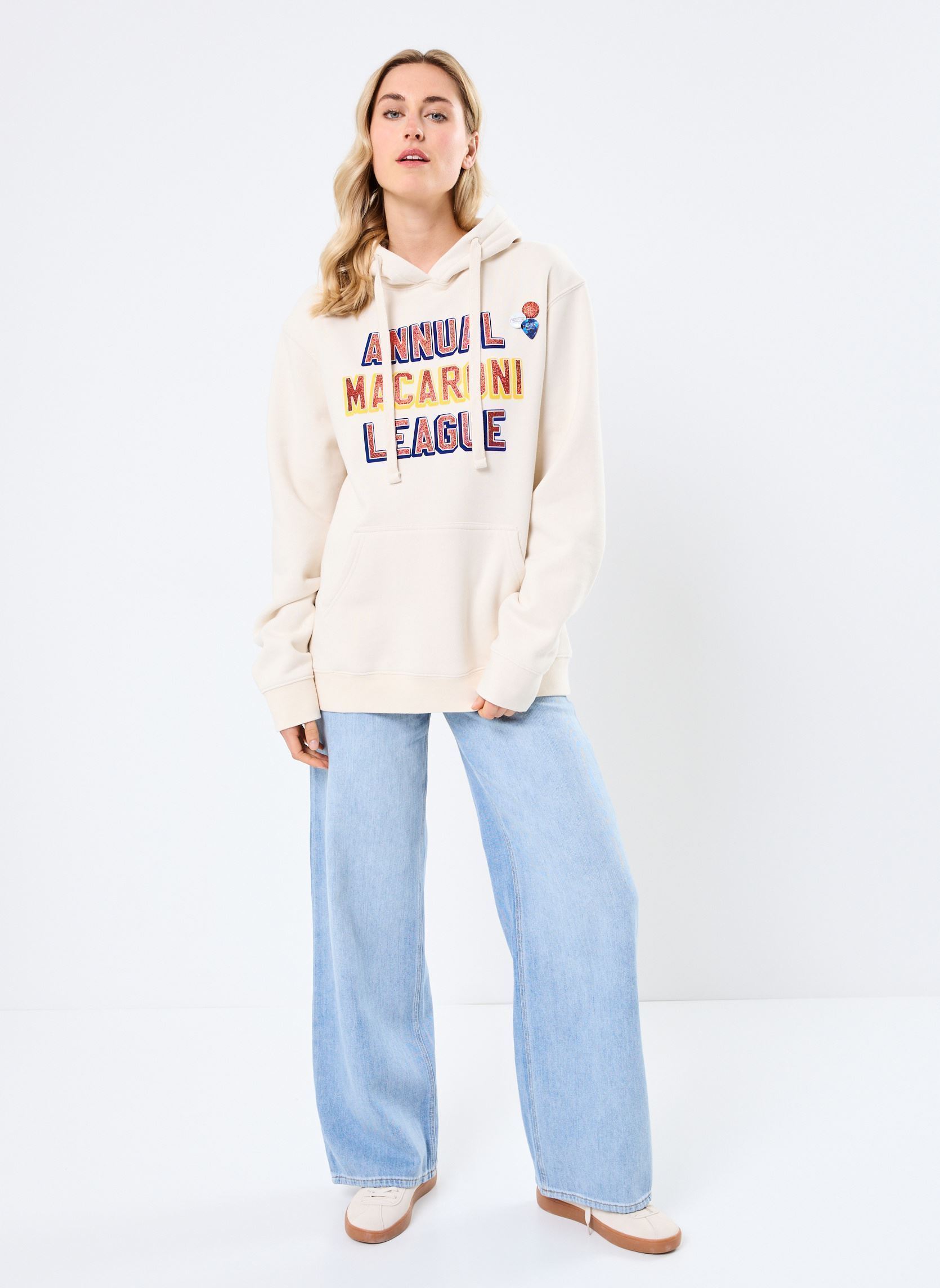 Kapuzenpullover SWEATSHIRT JAGGER MACARONI damen weiß Newtone Kapuzenpullover SWEATSHIRT JAGGER MACARONI damen weiß NATURAL