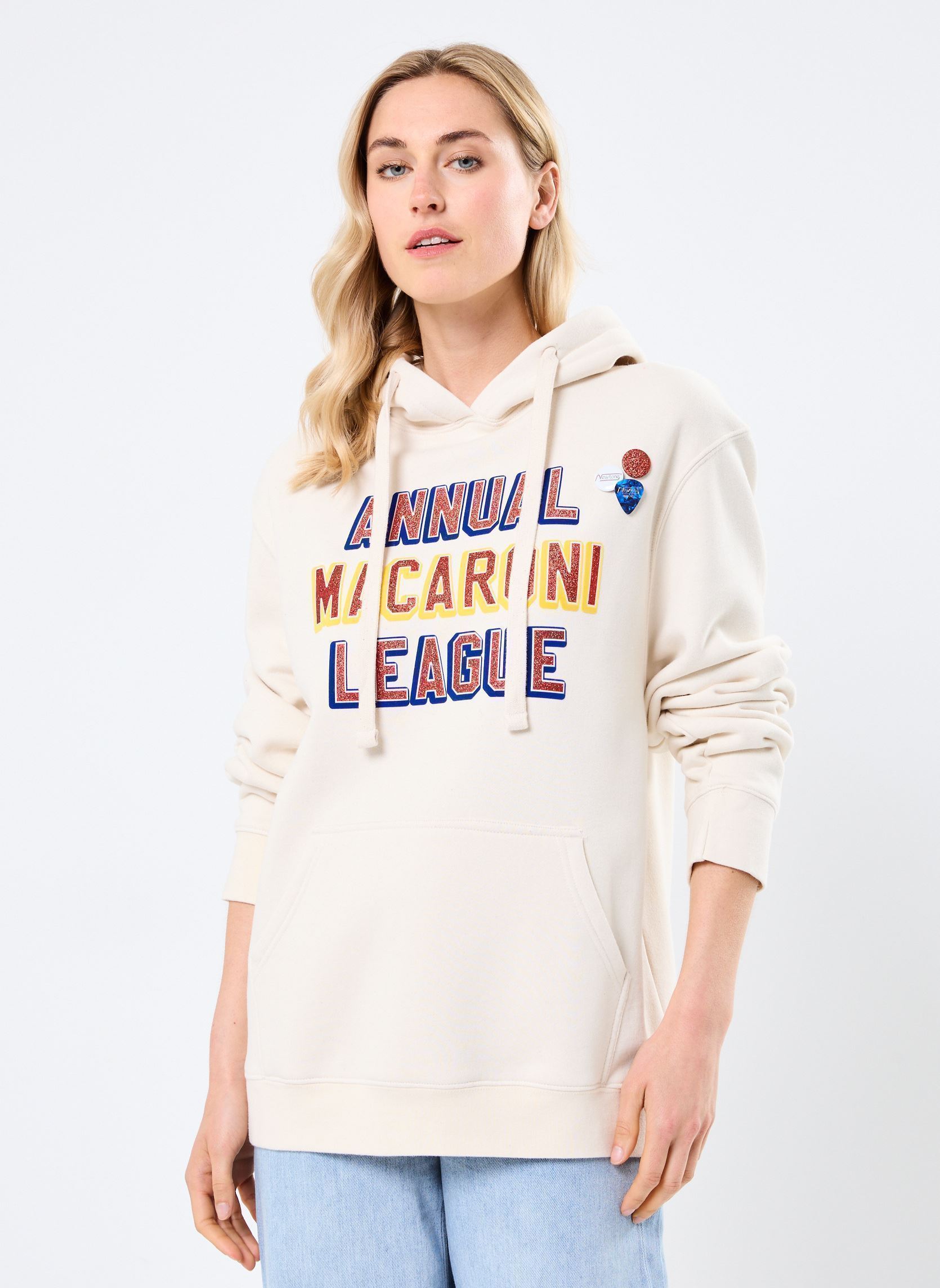 Kapuzenpullover SWEATSHIRT JAGGER MACARONI damen weiß Newtone Kapuzenpullover SWEATSHIRT JAGGER MACARONI damen weiß NATURAL