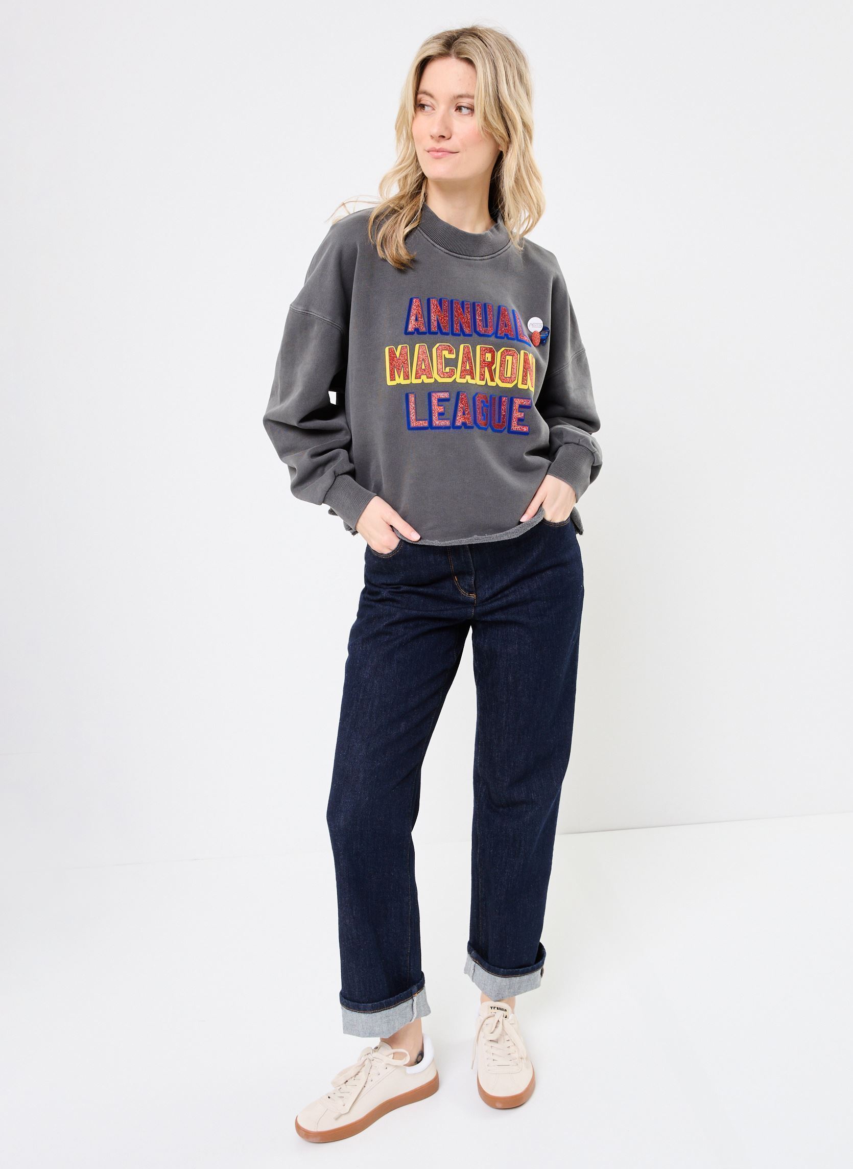 Sweatshirts SWEATSHIRT PORTER MACARONI damen grau Newtone Sweatshirts SWEATSHIRT PORTER MACARONI damen grau PEPPER