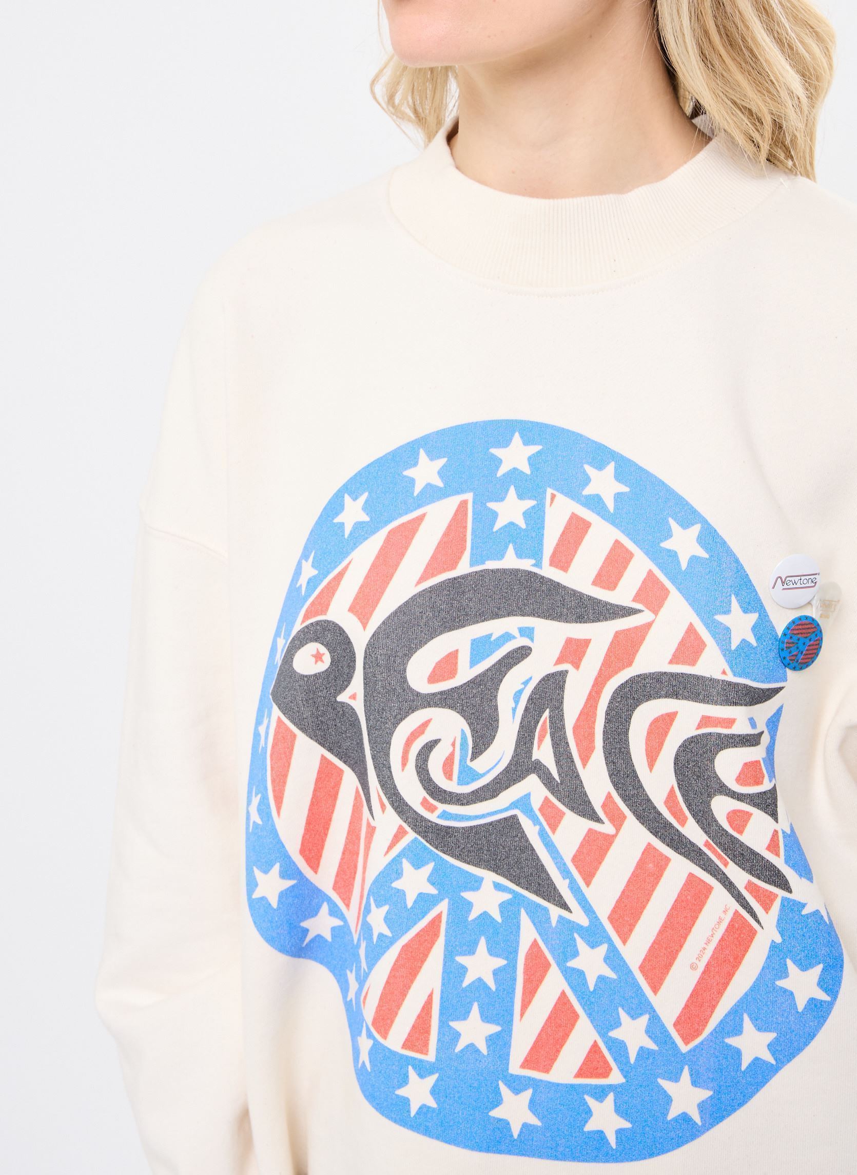 Sweater SWEATSHIRT PORTER PEACE dames wit Newtone Sweater SWEATSHIRT PORTER PEACE dames wit NATURAL