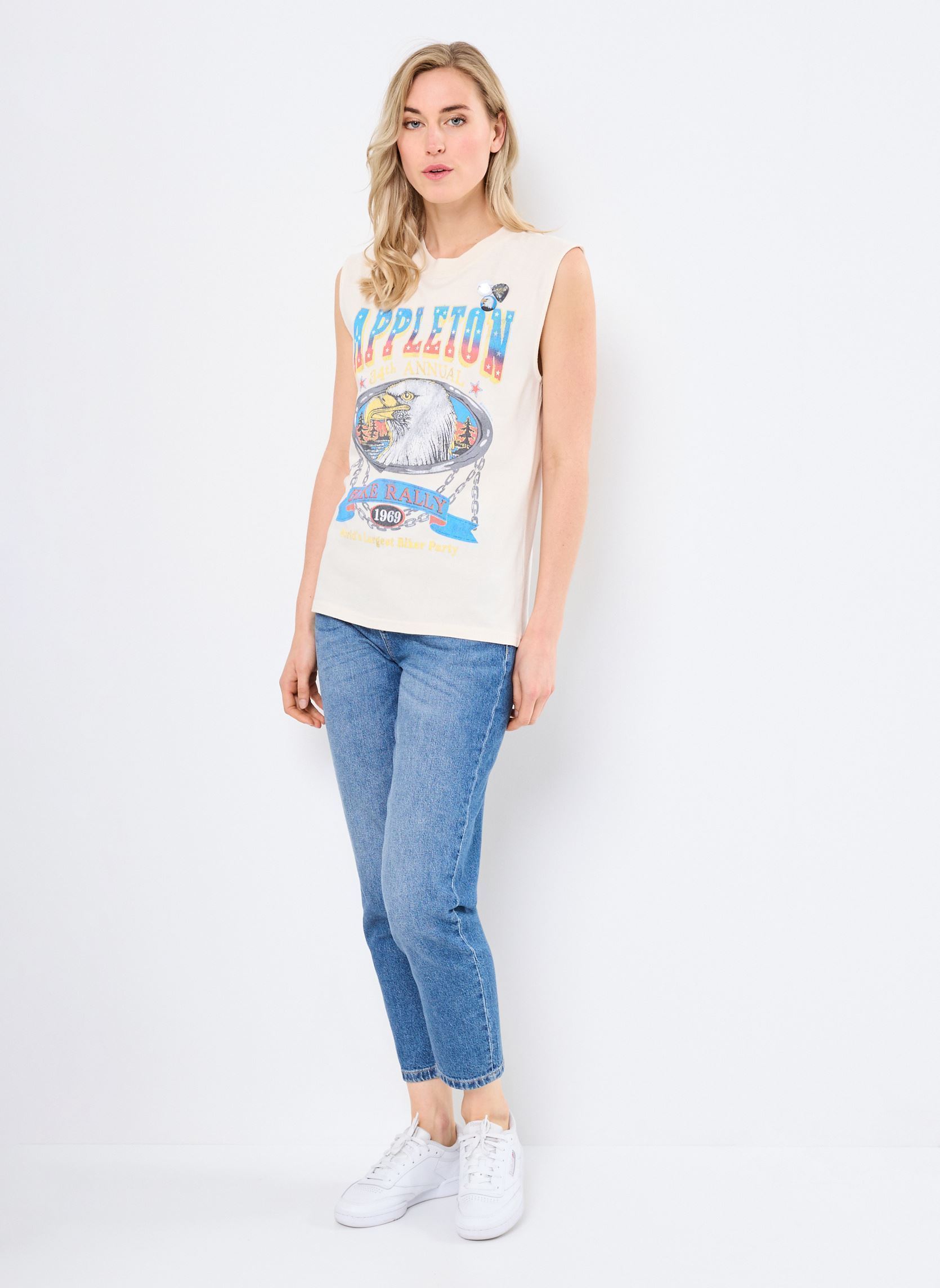 Tee-shirts manches courtes TSHIRT BIKER APPLETON femme blanc Newtone Tee-shirts manches courtes TSHIRT BIKER APPLETON femme blanc NATURAL