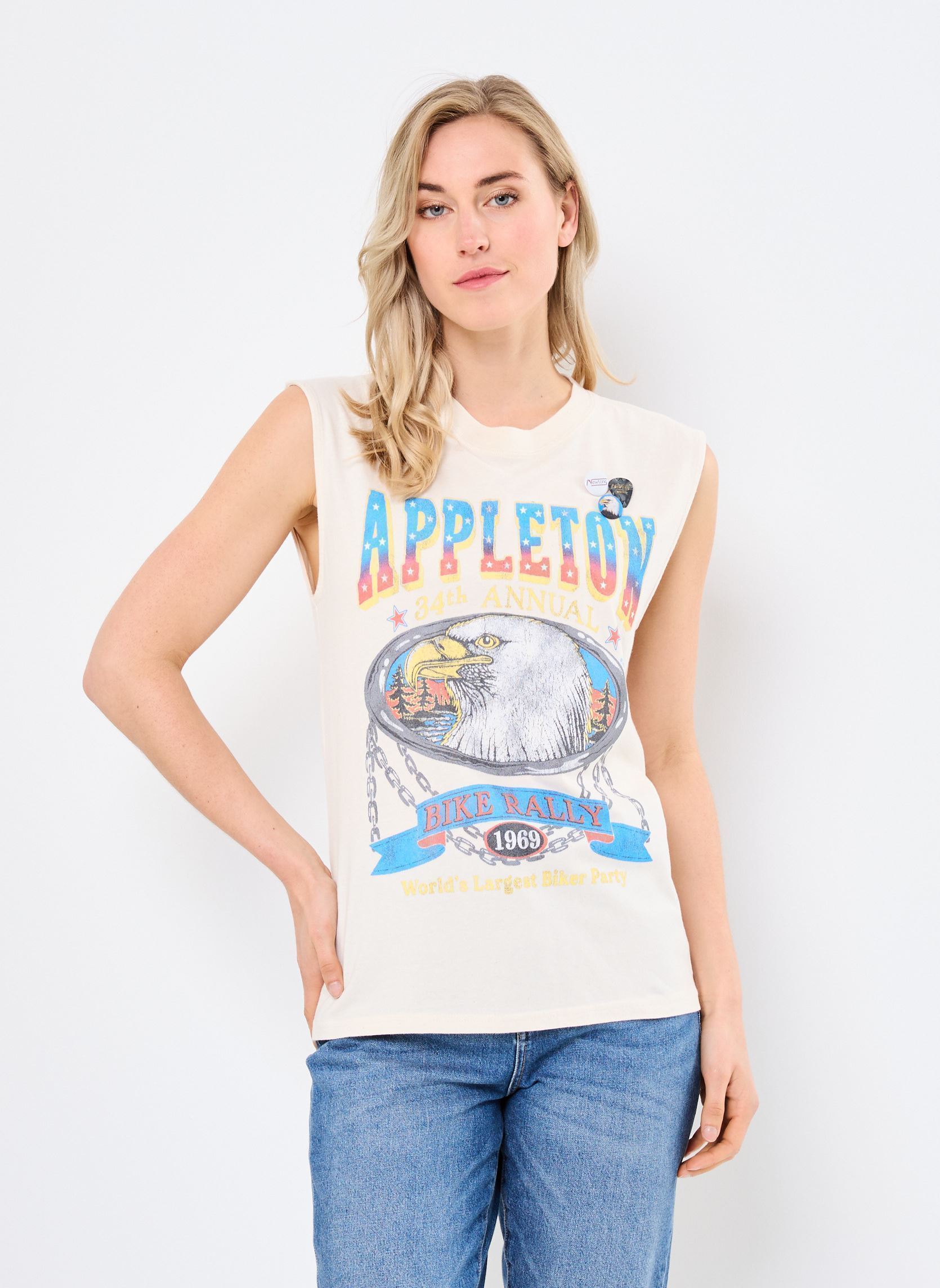 Tee-shirts manches courtes TSHIRT BIKER APPLETON femme blanc Newtone Tee-shirts manches courtes TSHIRT BIKER APPLETON femme blanc NATURAL