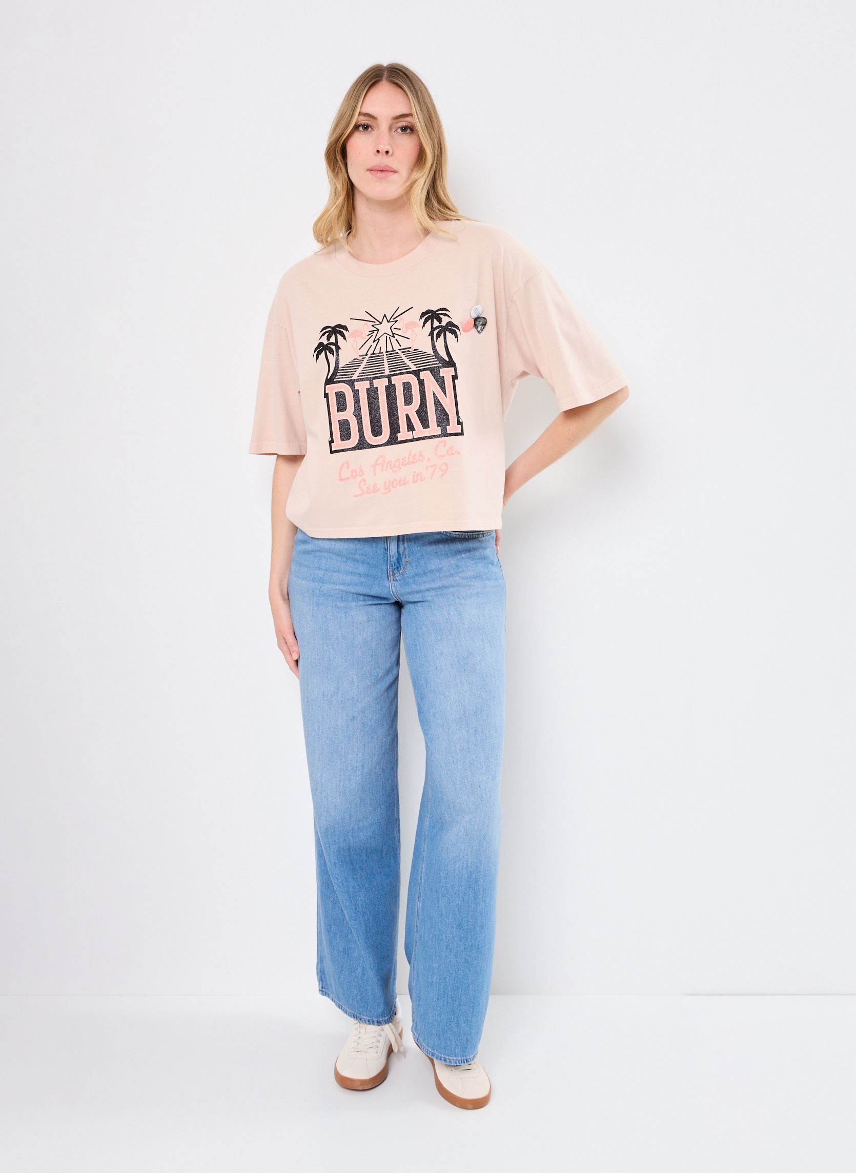Tee-shirts manches courtes TSHIRT CROOPER SEE YOU femme beige Newtone Tee-shirts manches courtes TSHIRT CROOPER SEE YOU femme beige WHISPER