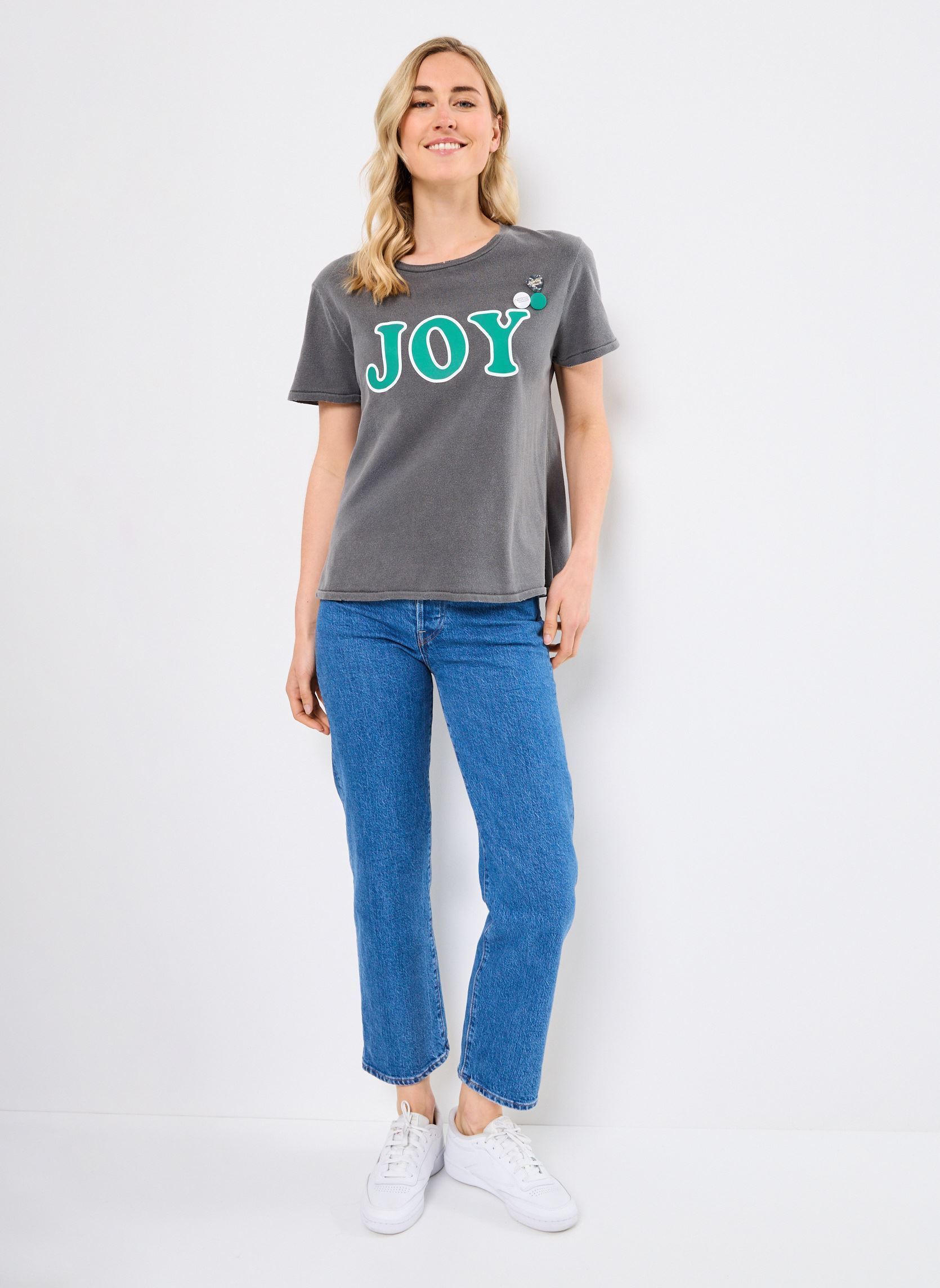 Tee-shirts manches courtes TSHIRT STARLIGHT JOY femme gris Newtone Tee-shirts manches courtes TSHIRT STARLIGHT JOY femme gris PEPPER