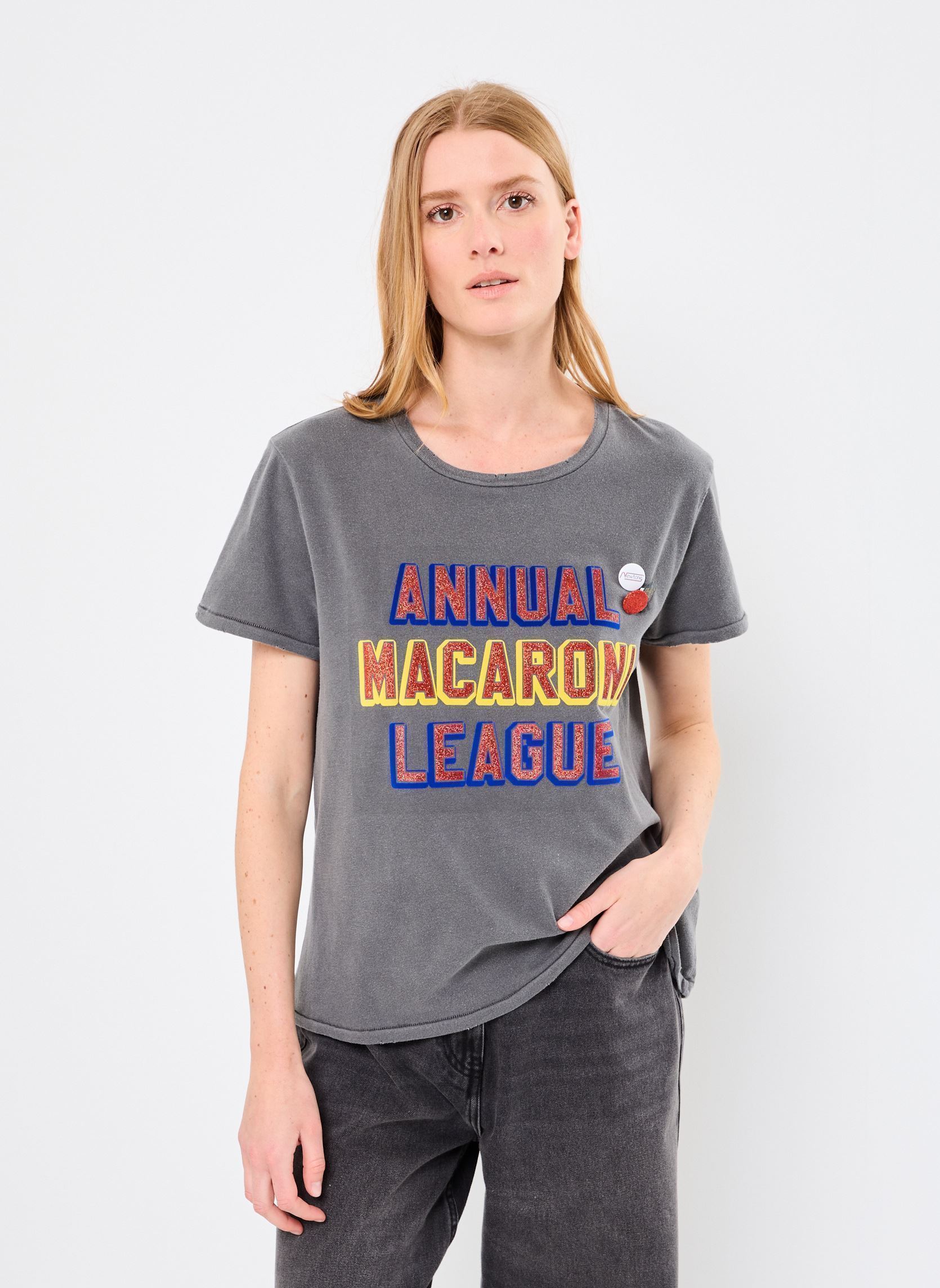 Tee-shirts manches courtes TSHIRT STARLIGHT MACARONI femme gris Newtone Tee-shirts manches courtes TSHIRT STARLIGHT MACARONI femme gris PEPPER