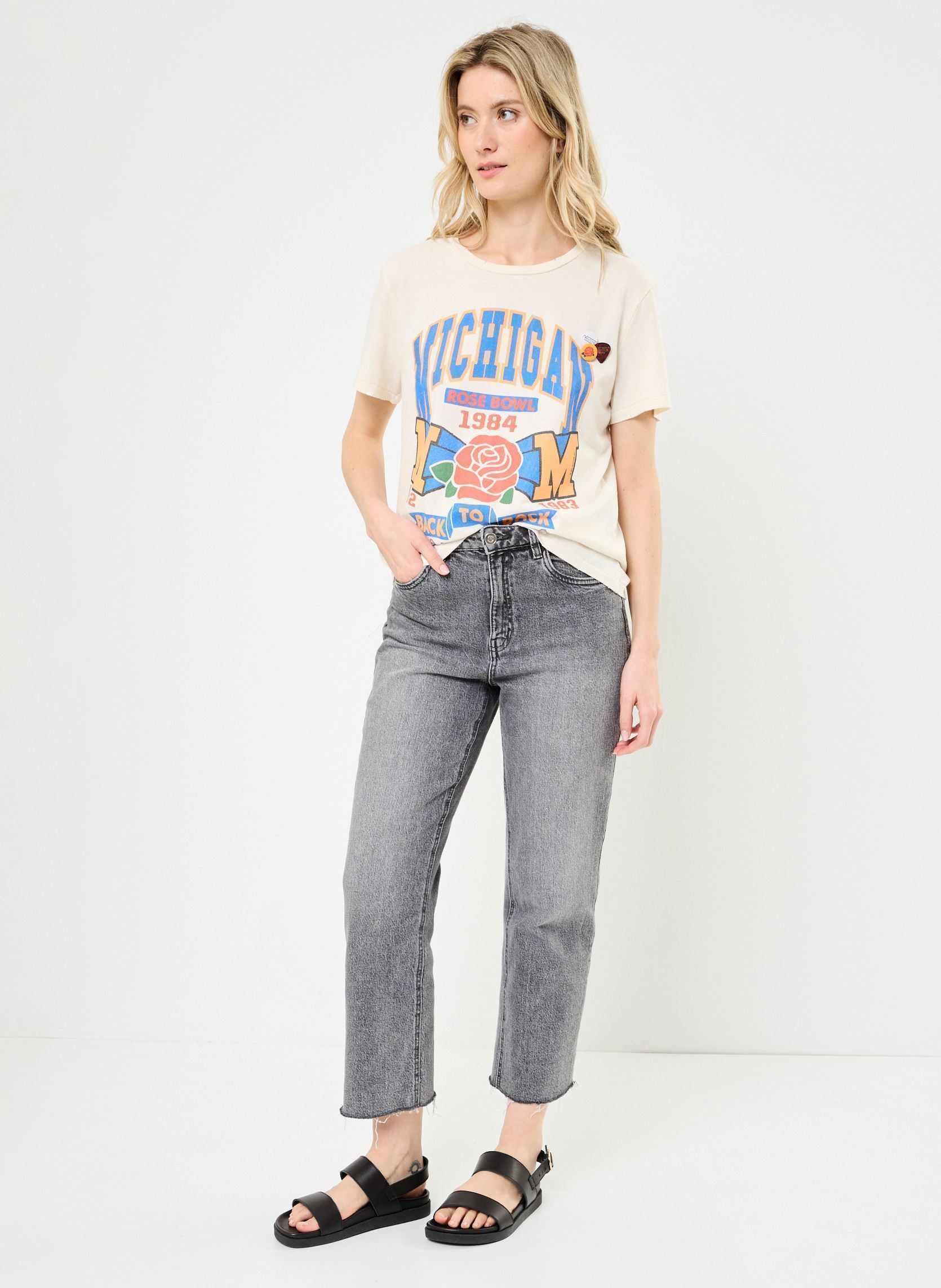 Tee-shirts manches courtes TSHIRT STARLIGHT ROSE femme blanc Newtone Tee-shirts manches courtes TSHIRT STARLIGHT ROSE femme blanc NATURAL