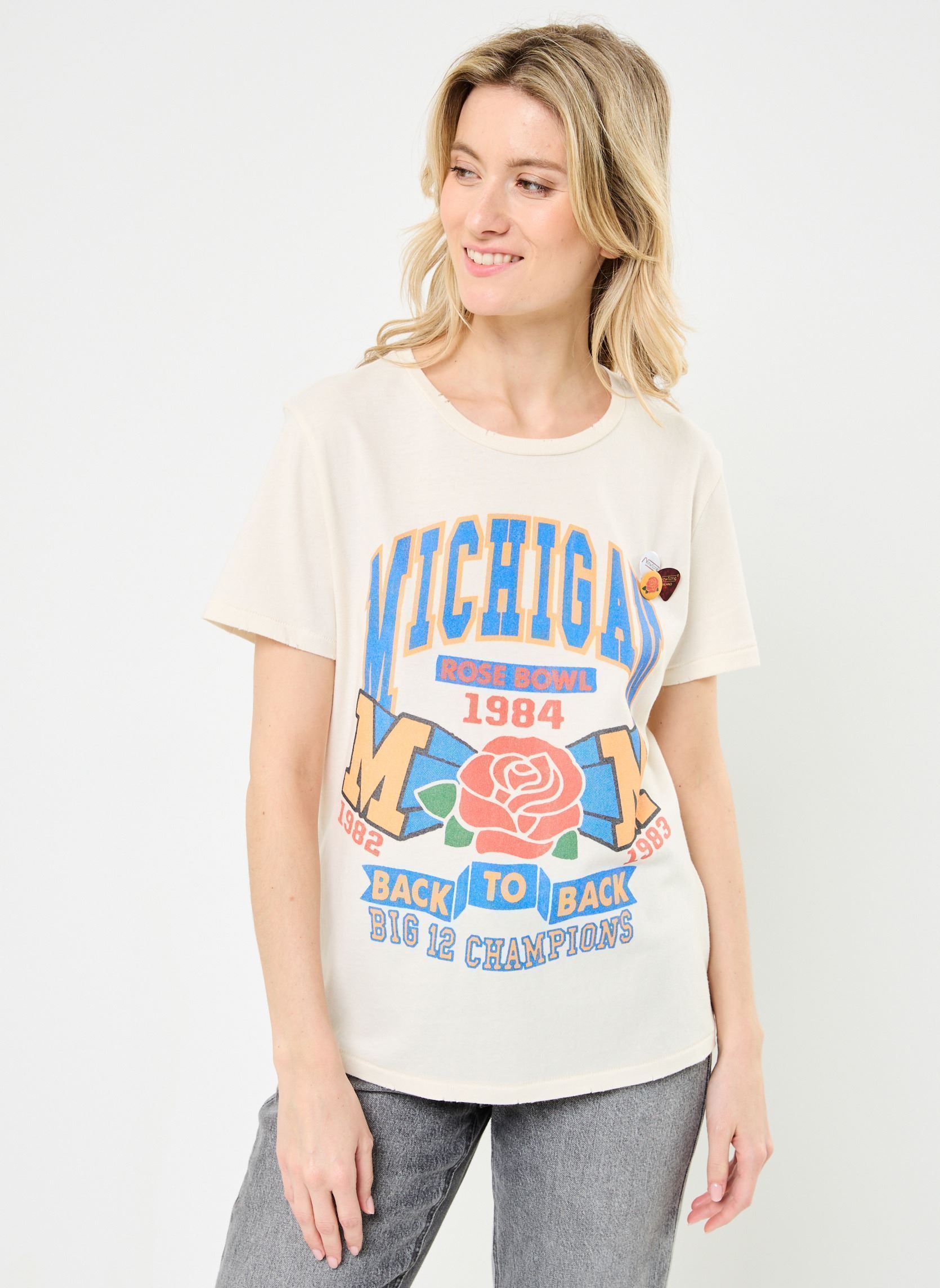 Tee-shirts manches courtes TSHIRT STARLIGHT ROSE femme blanc Newtone Tee-shirts manches courtes TSHIRT STARLIGHT ROSE femme blanc NATURAL