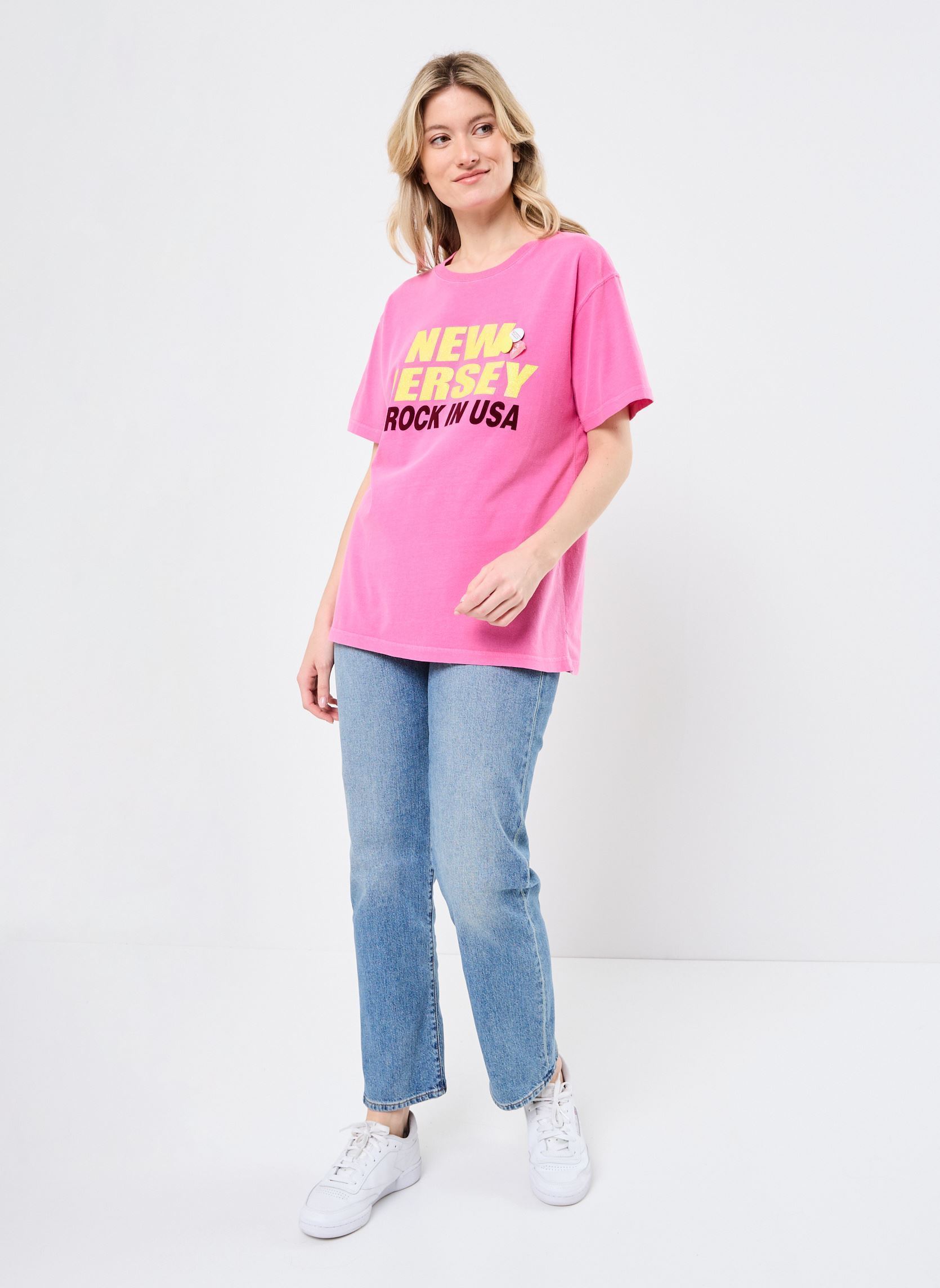 Tee-shirts manches courtes TSHIRT TRUCKER CITY femme rose Newtone Tee-shirts manches courtes TSHIRT TRUCKER CITY femme rose FUSCHIA