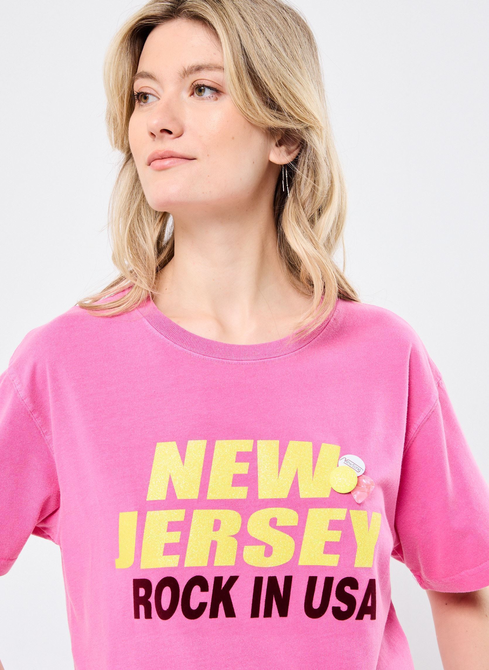 Tee-shirts manches courtes TSHIRT TRUCKER CITY femme rose Newtone Tee-shirts manches courtes TSHIRT TRUCKER CITY femme rose FUSCHIA
