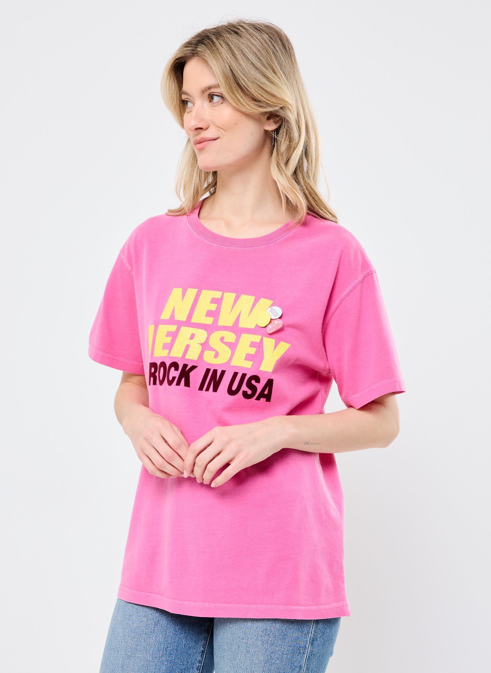 Tee-shirts manches courtes TSHIRT TRUCKER CITY femme rose Newtone Tee-shirts manches courtes TSHIRT TRUCKER CITY femme rose FUSCHIA