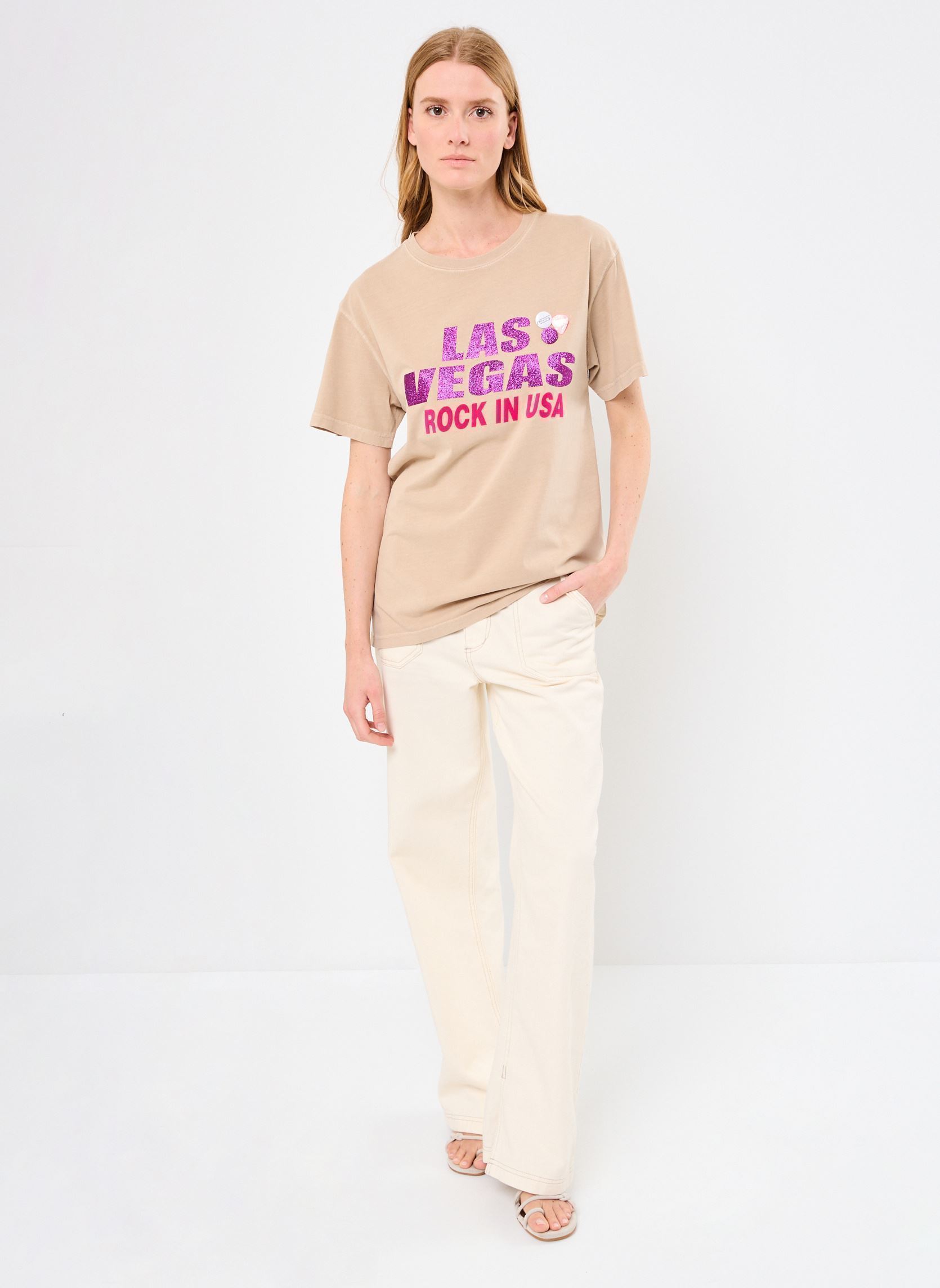 Tee-shirts manches courtes TSHIRT TRUCKER CITY femme beige Newtone Tee-shirts manches courtes TSHIRT TRUCKER CITY femme beige IRISHCREAM
