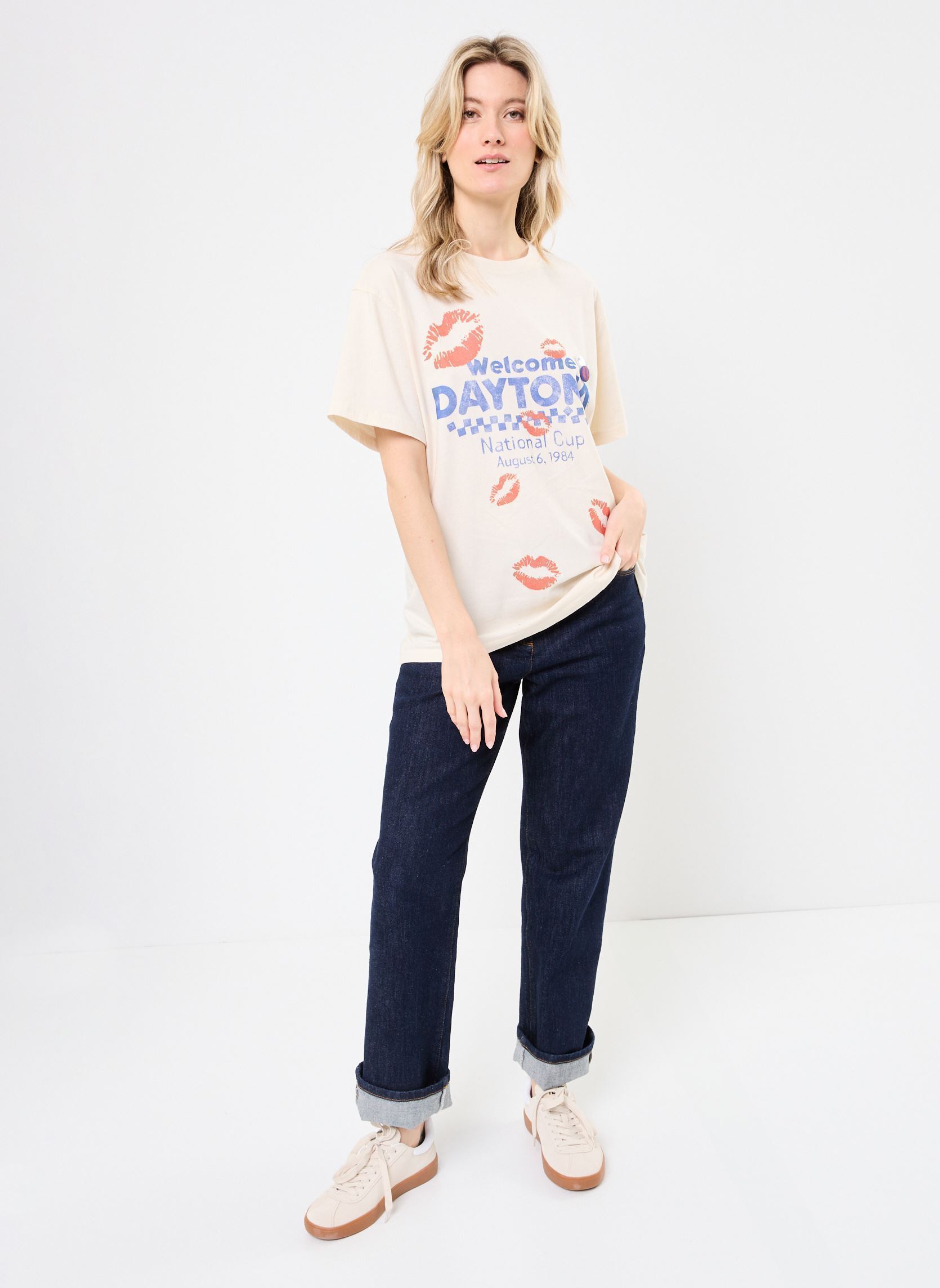 Tee-shirts manches courtes TSHIRT TRUCKER NASCAR femme blanc Newtone Tee-shirts manches courtes TSHIRT TRUCKER NASCAR femme blanc NATURAL