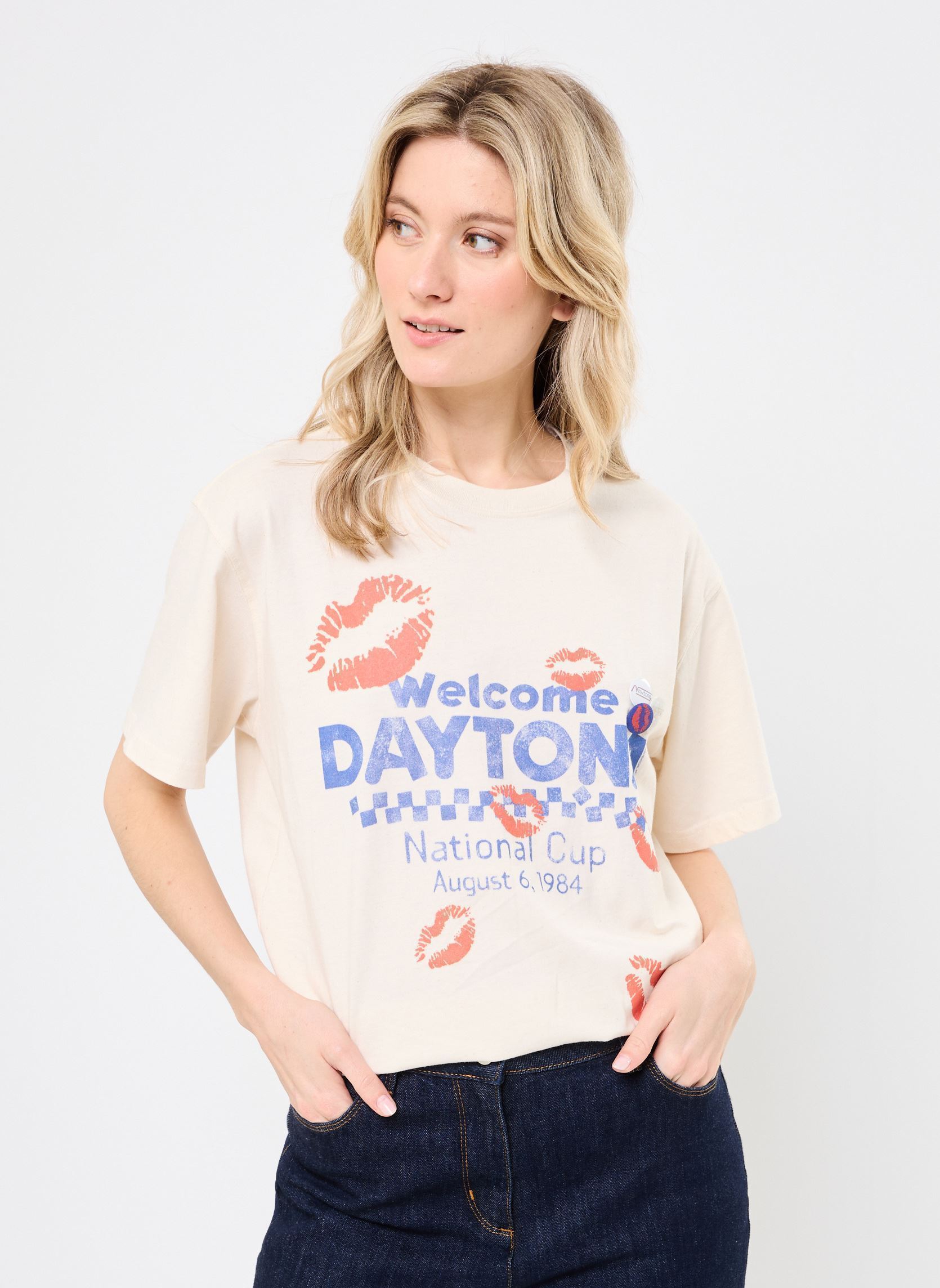 Tee-shirts manches courtes TSHIRT TRUCKER NASCAR femme blanc Newtone Tee-shirts manches courtes TSHIRT TRUCKER NASCAR femme blanc NATURAL
