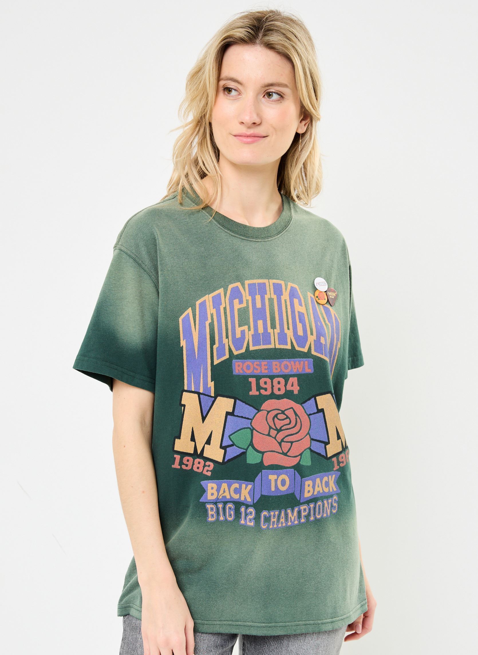 Kurzarm-T-Shirts TSHIRT TRUCKER ROSE damen grün Newtone Kurzarm-T-Shirts TSHIRT TRUCKER ROSE damen grün VINTAGEFOREST