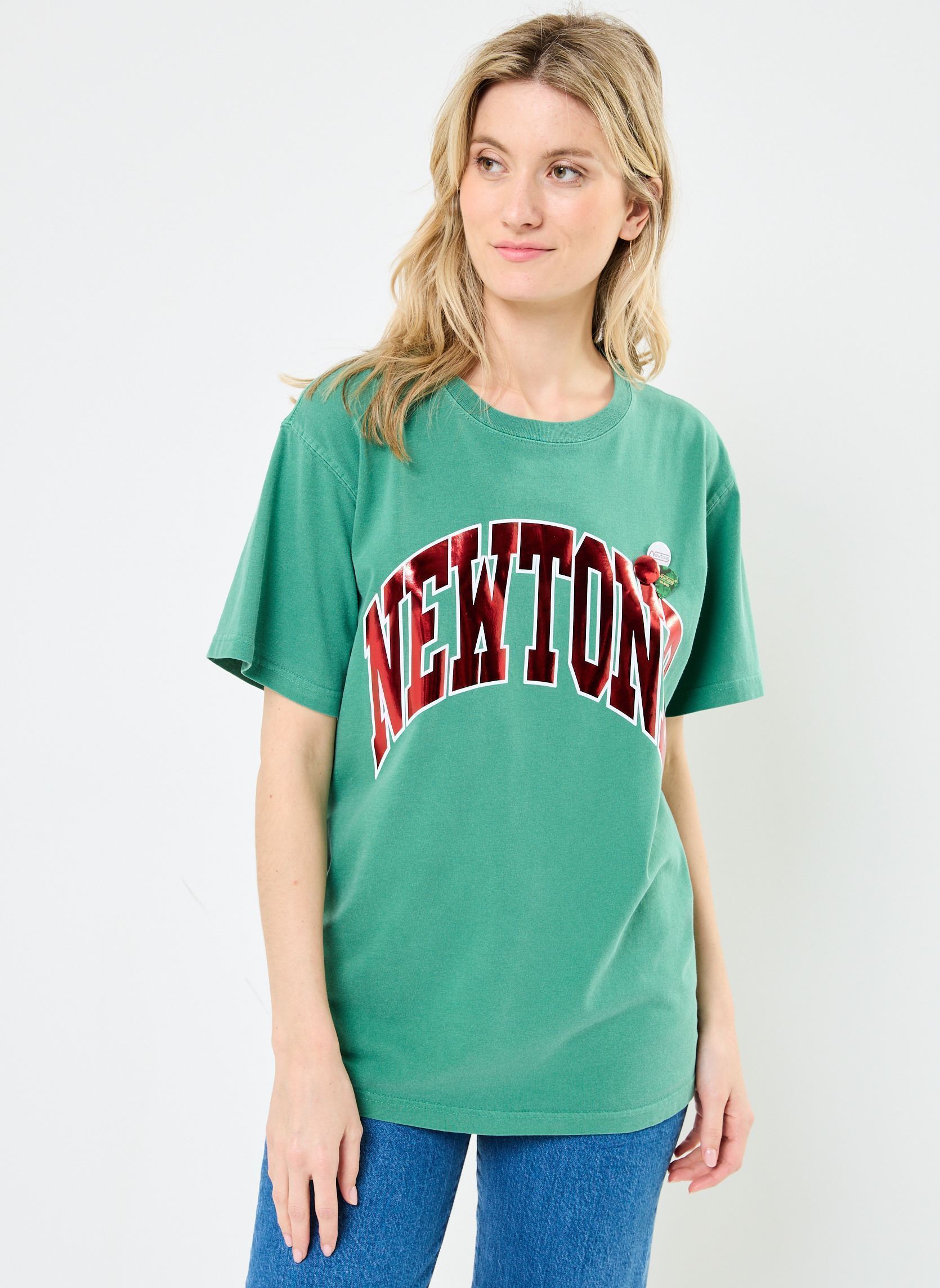 Tee-shirts manches courtes TSHIRT TRUCKER TONE femme vert Newtone Tee-shirts manches courtes TSHIRT TRUCKER TONE femme vert APPLE
