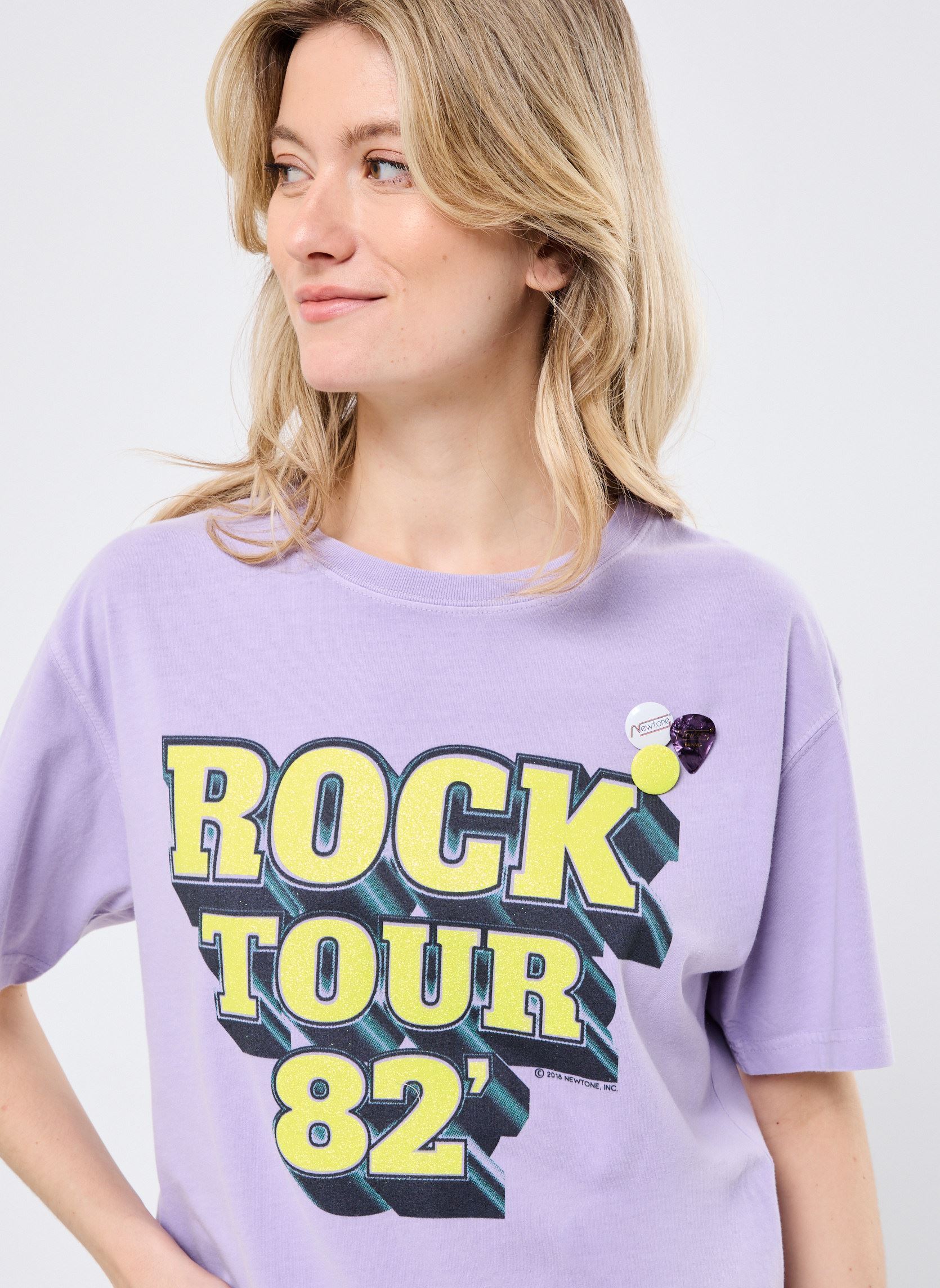 Tee-shirts manches courtes TSHIRT TRUCKER TOUR femme violet Newtone Tee-shirts manches courtes TSHIRT TRUCKER TOUR femme violet LILAC