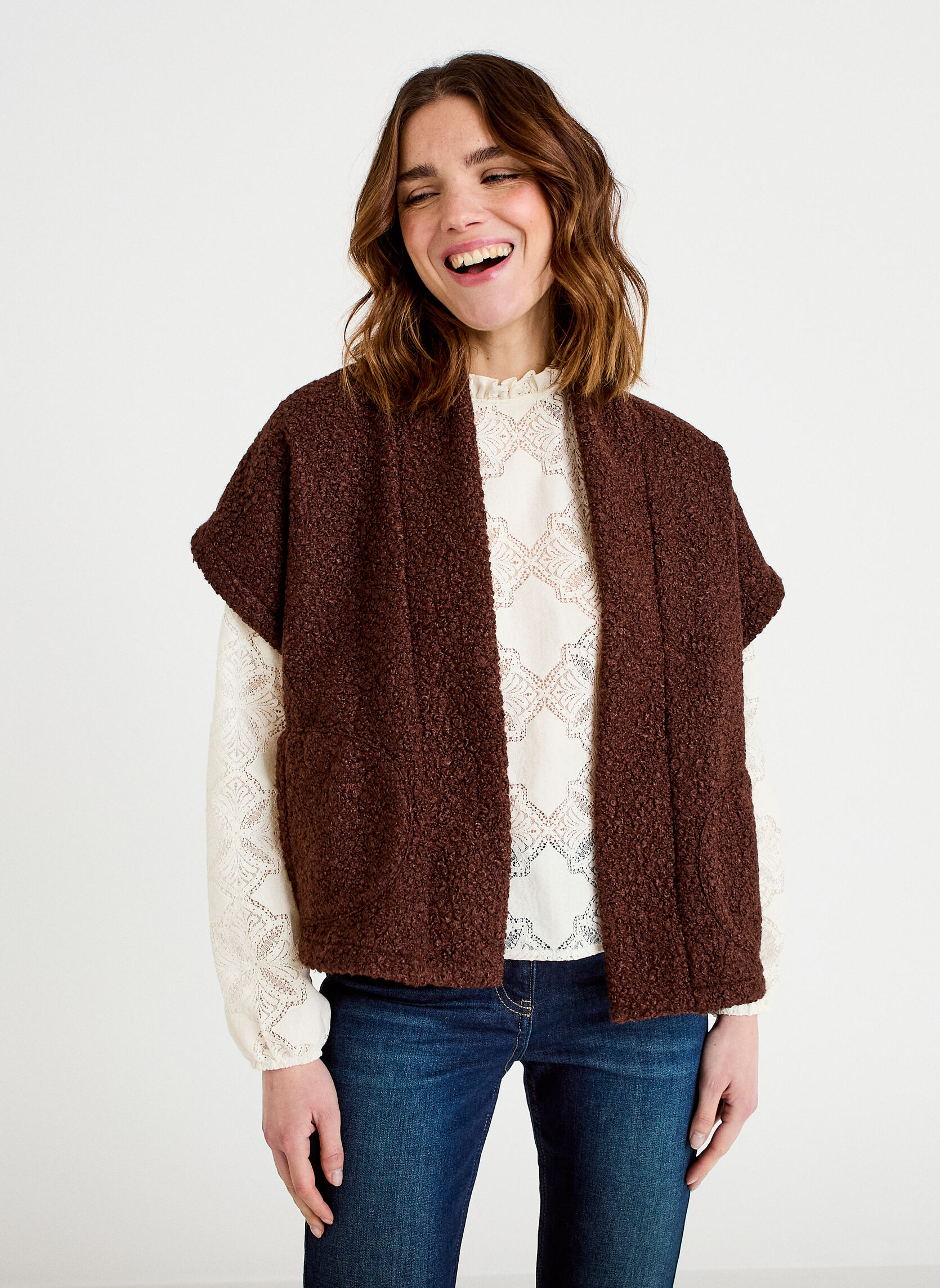 Gilets KSHERPAB femme marron Cache Cache Gilets KSHERPAB femme marron Marron foncé