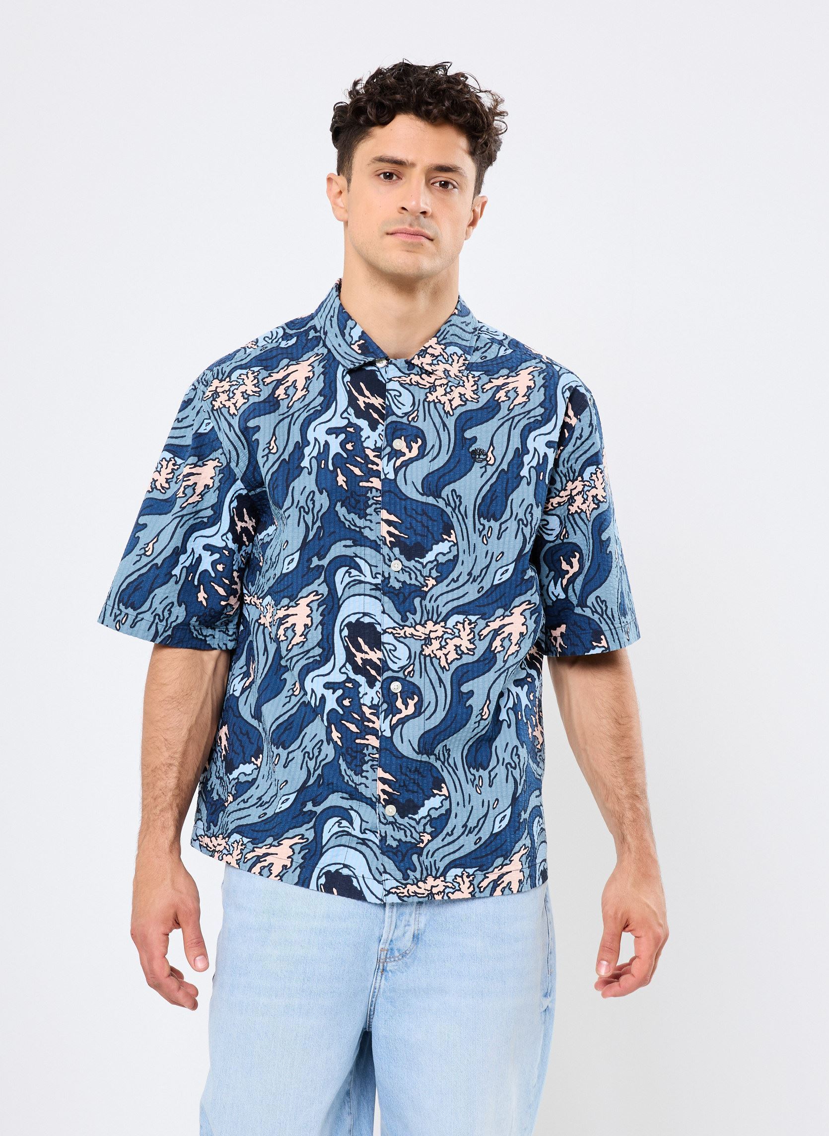 Vêtements Timberland Seersucker Graphic Resort Shirt pour Accessoires