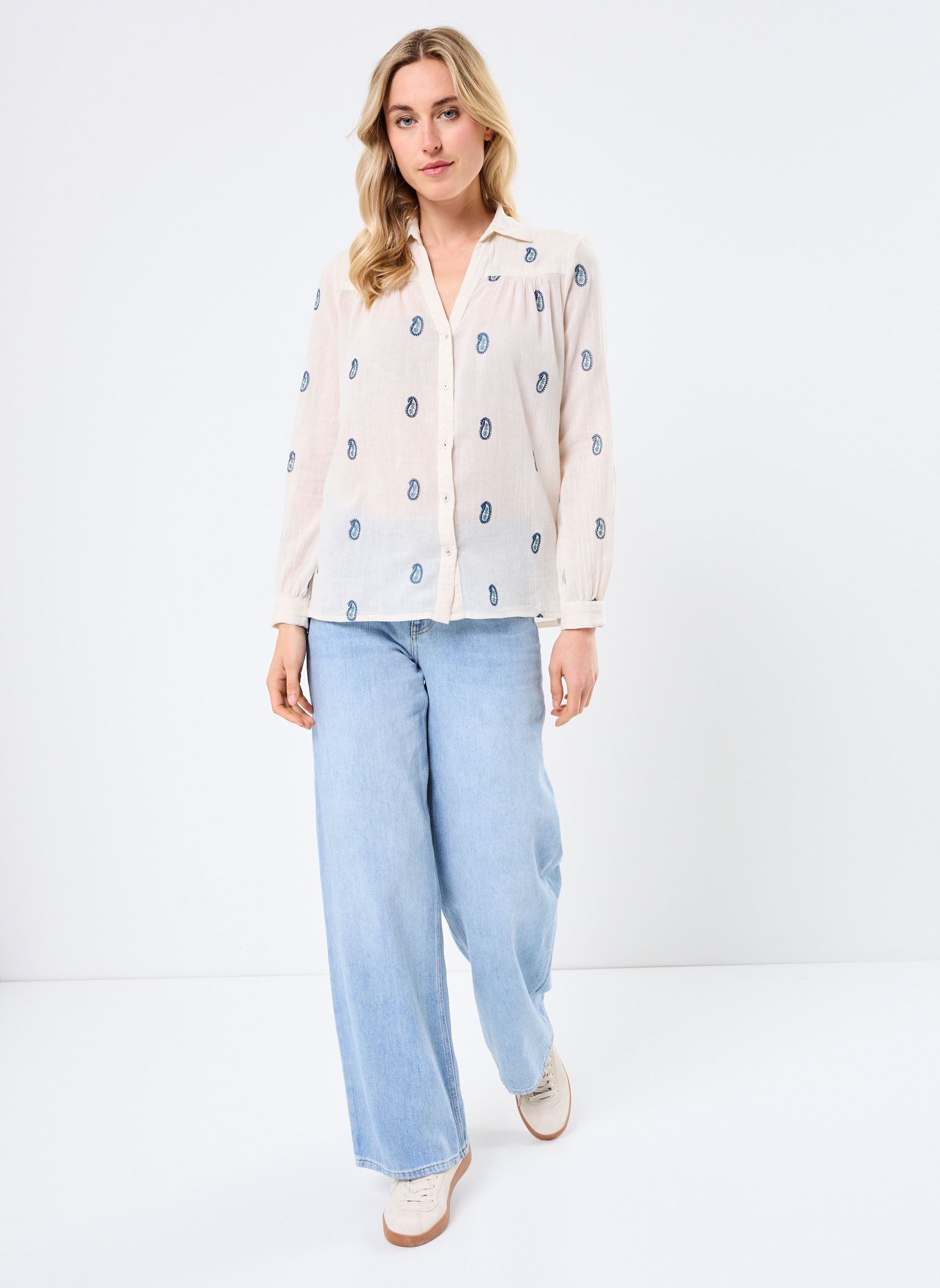 Langarm-Blusen Dylan damen weiß Maison Hotel Langarm-Blusen Dylan damen weiß Ivory